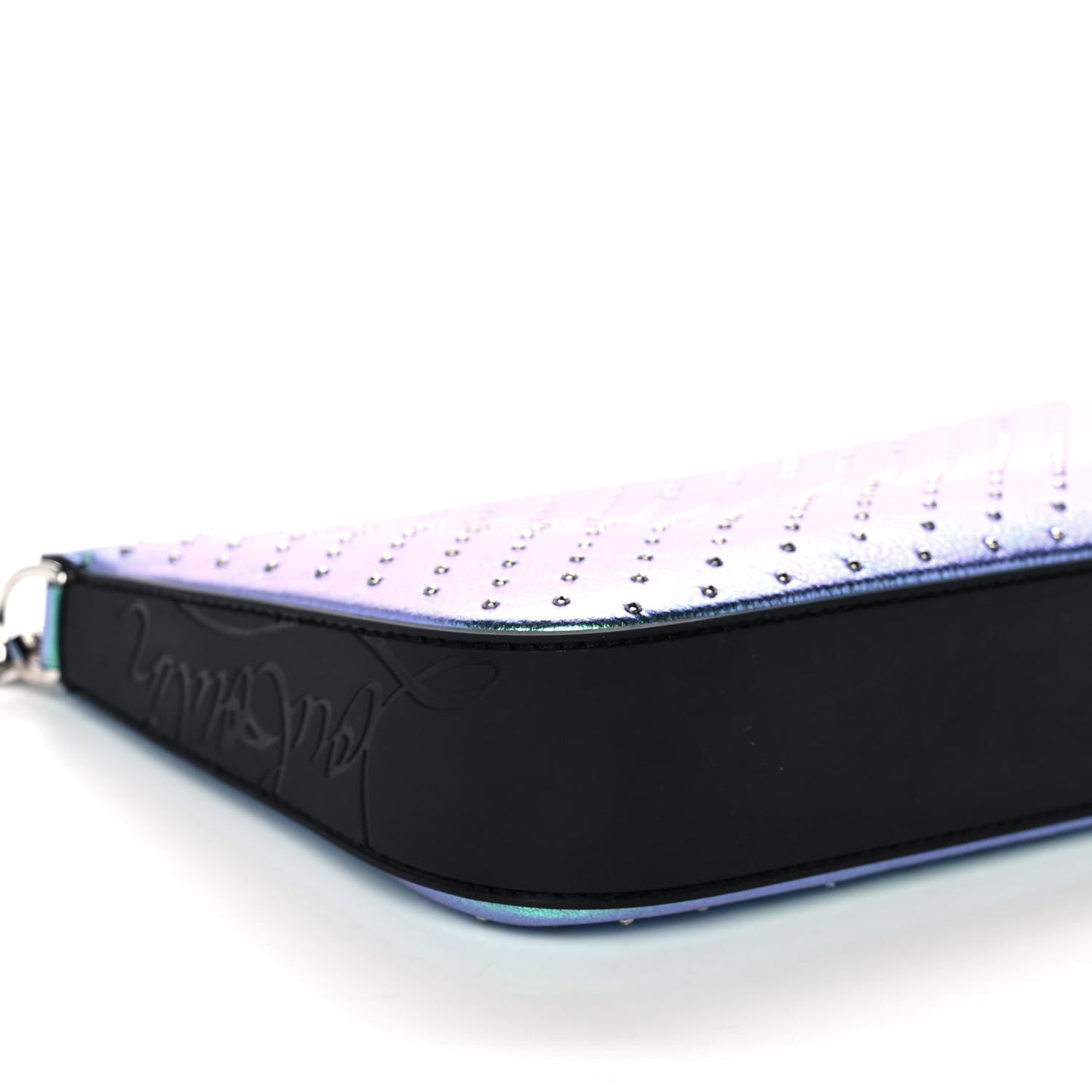 Iridescent Calfskin Studded Loubila Chain Clutch Multicolor
