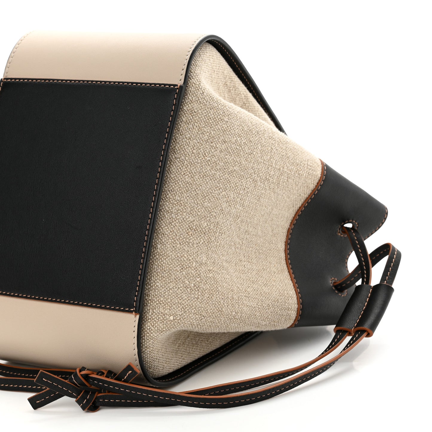 Calfskin Canvas Small Hammock Shoulder Bag Mink Black