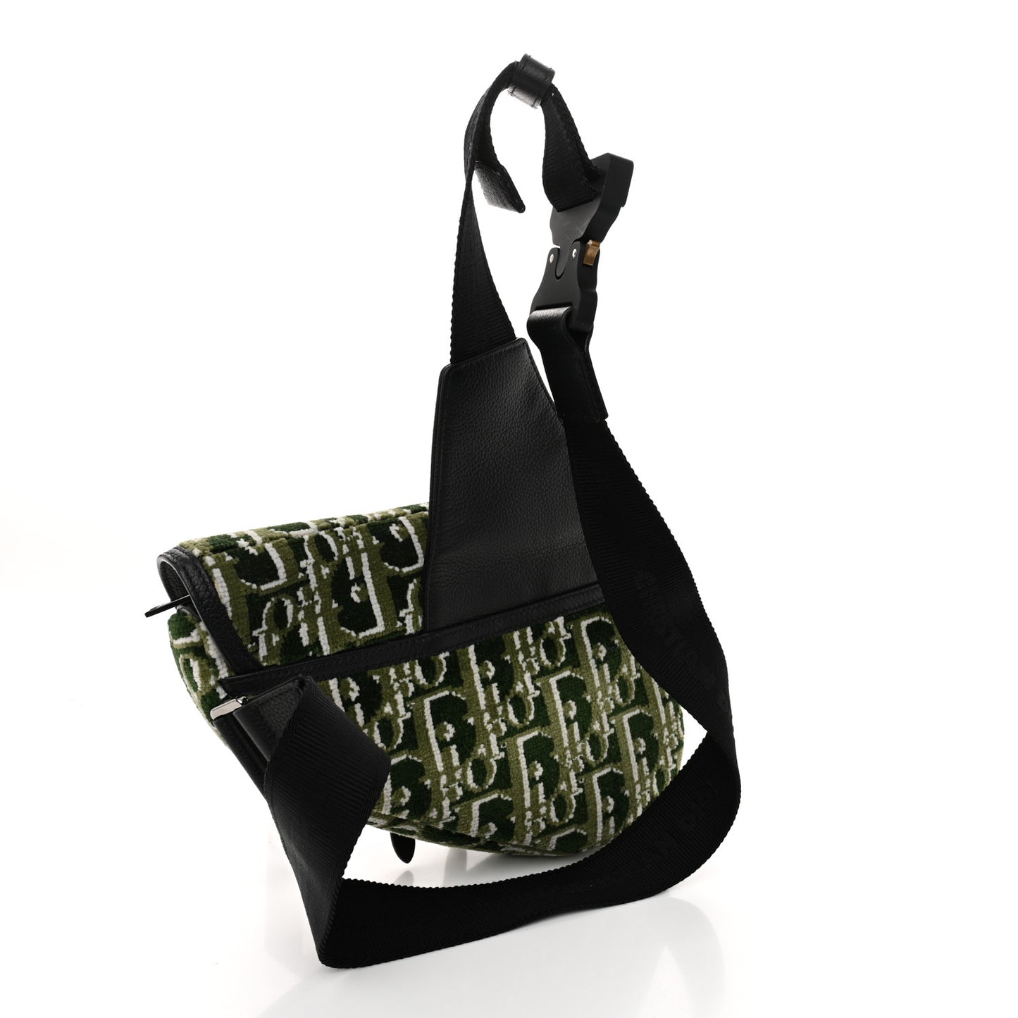 Velvet Oblique Mens Saddle Bag Black Green