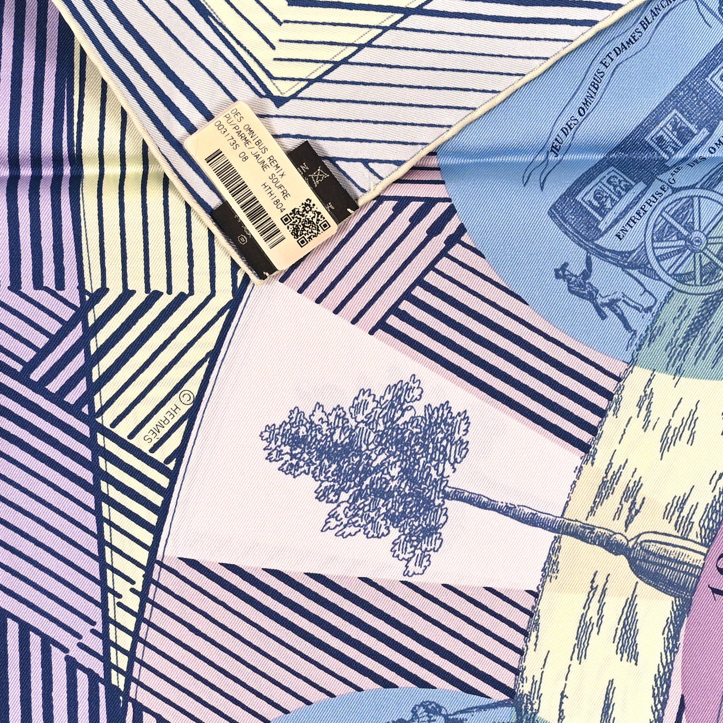 Silk Jeu Des Omnibus Remix Scarf 90 Parme Jaune Saufre Mauve