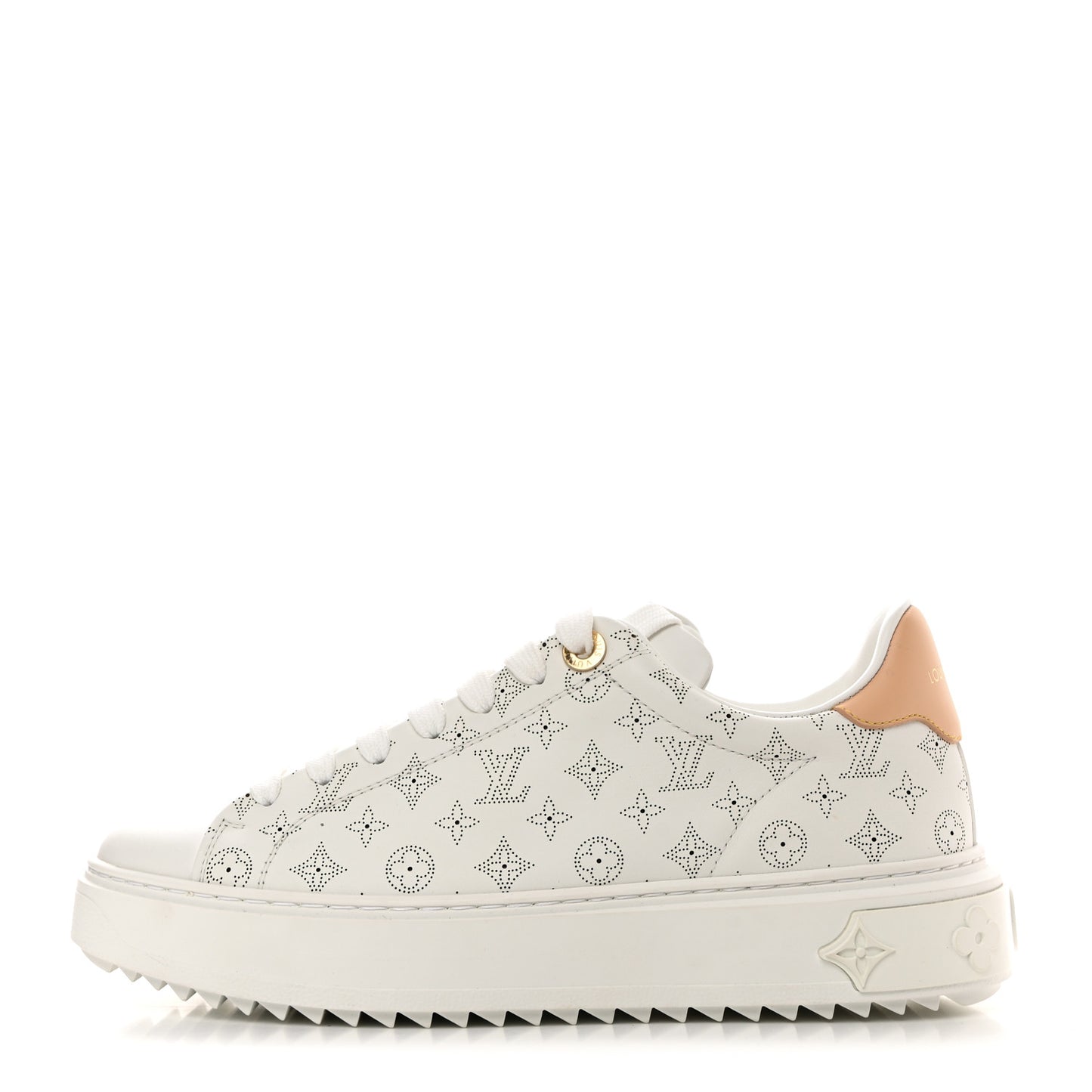 Calfskin Mahina Monogram Time Out Sneakers 36.5 White