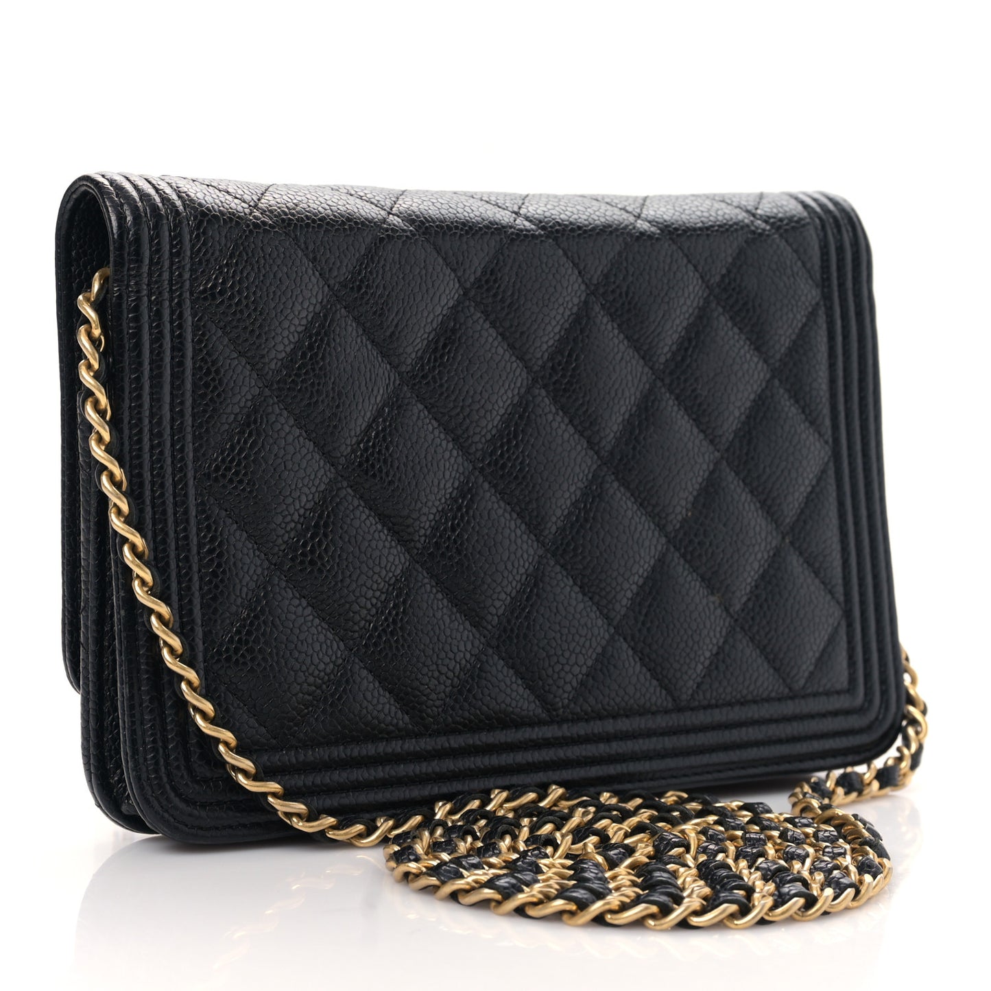 Caviar Quilted Boy Wallet On Chain WOC Black