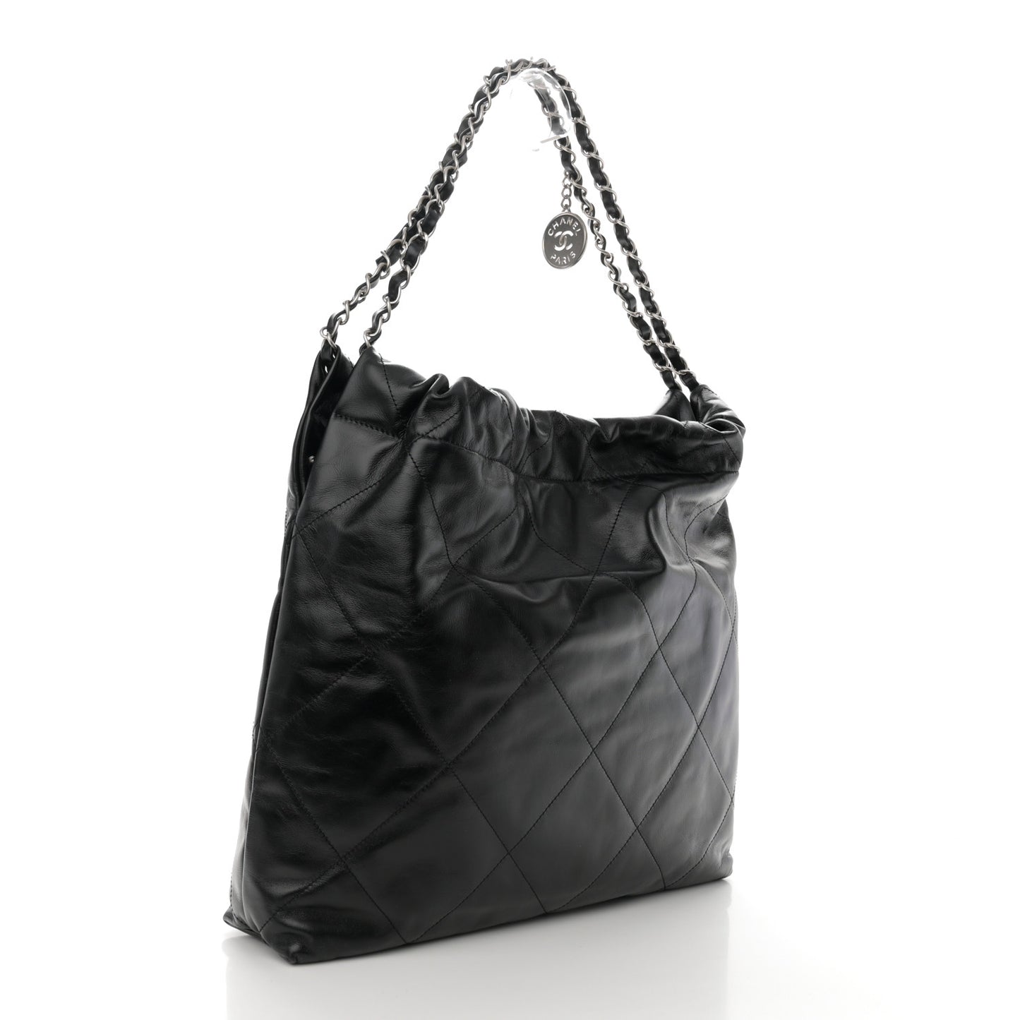Shiny Calfskin Quilted Chanel 22 Black