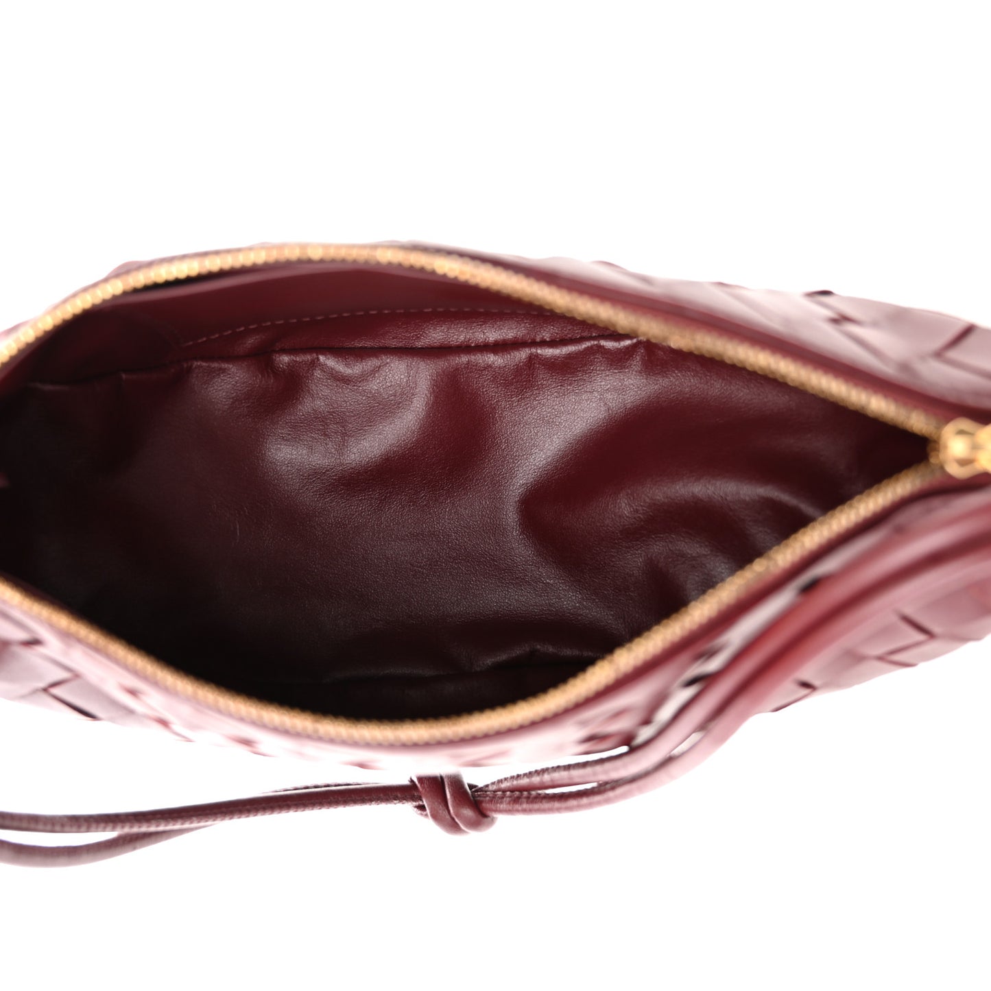 Nappa Intrecciato Half Moon Pouch On Strap Barolo