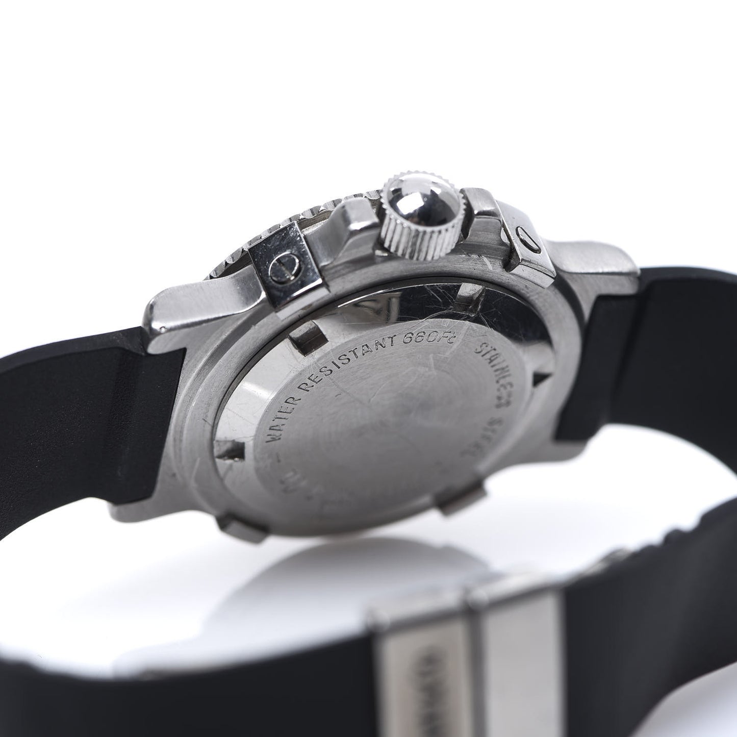 Stainless Steel Rubber 30mm Diver Quartz Watch Black