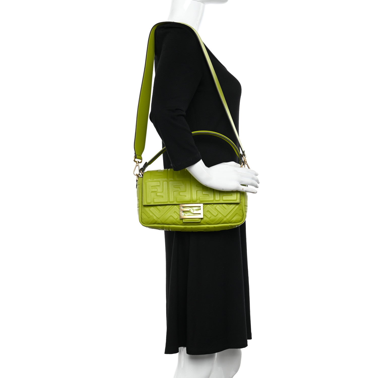 Fendi Nappa FF 1974 Embossed Baguette Wasabi 2 of 9