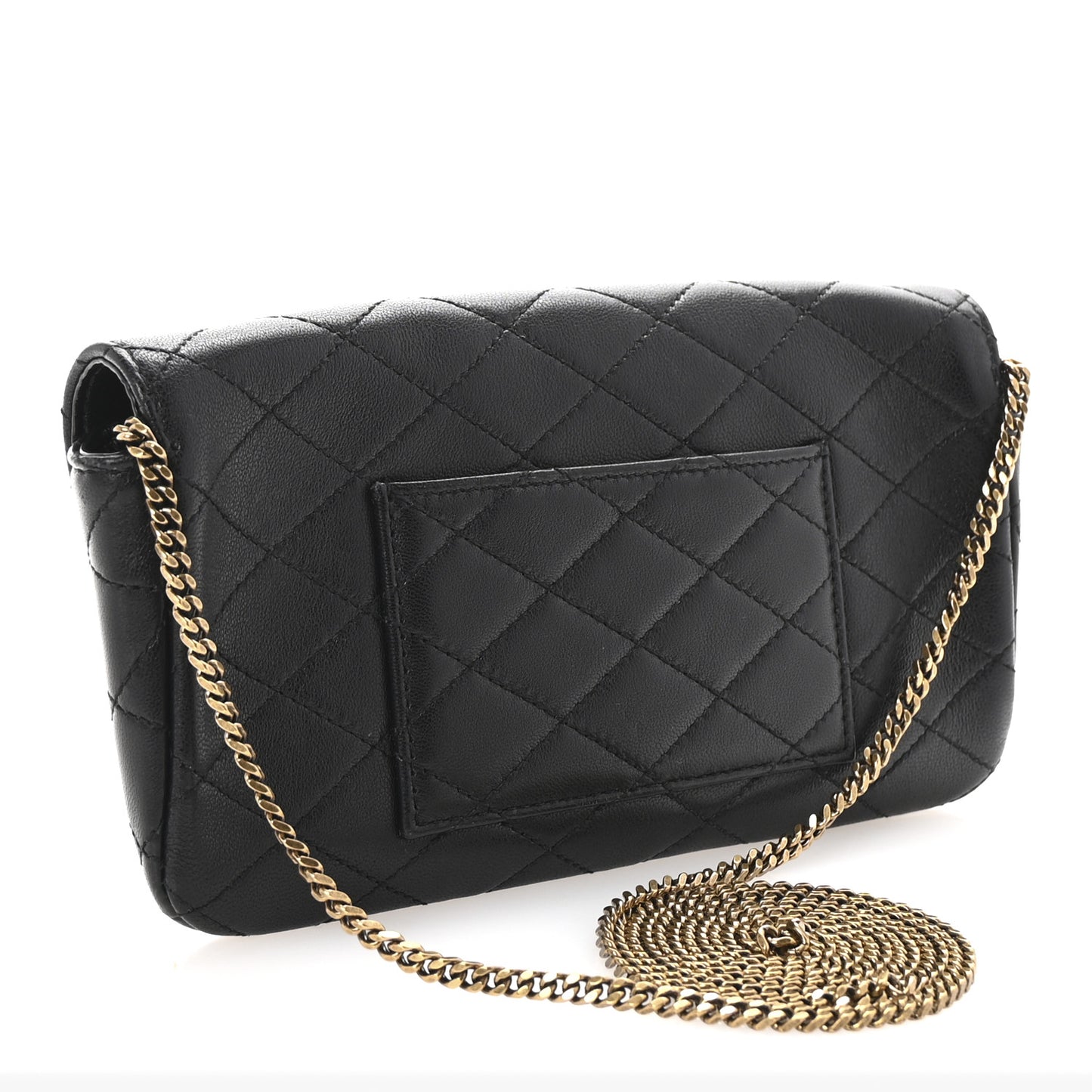 Lambskin Quilted Gaby Phone Holder Crossbody Black