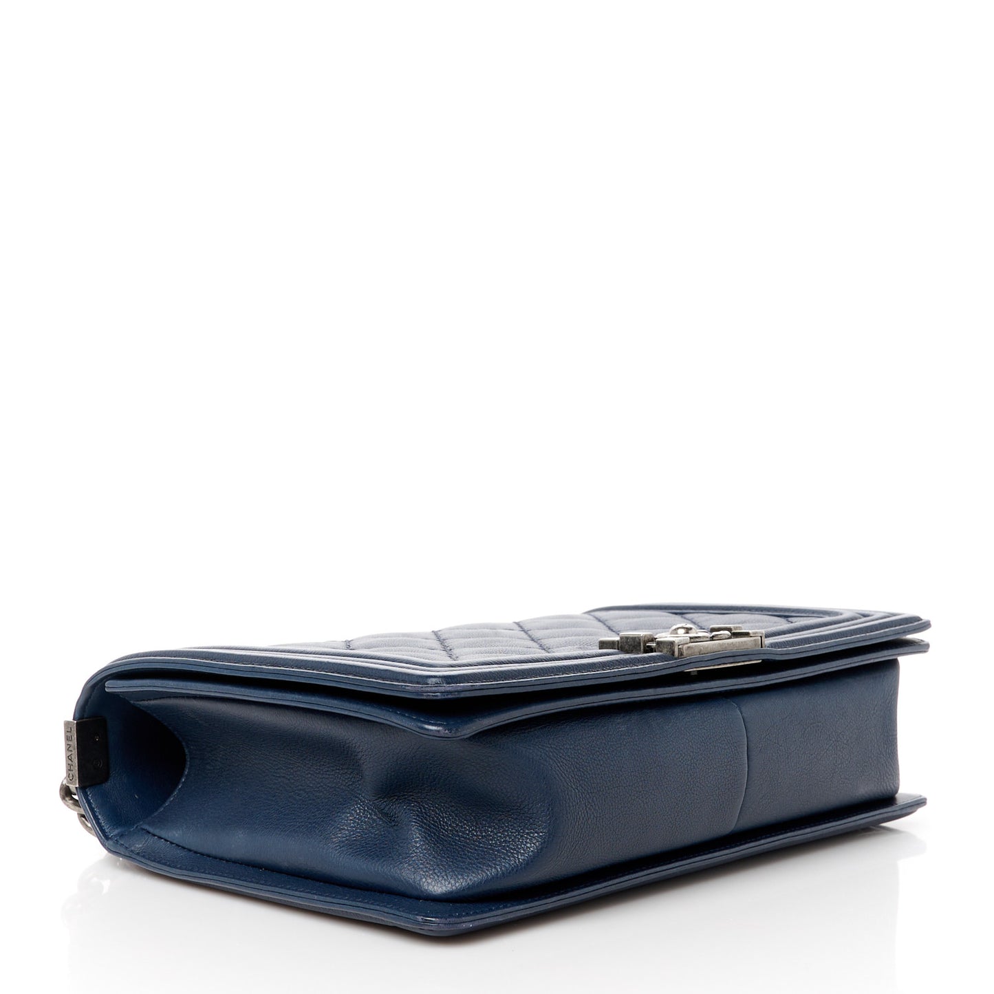 Calfskin Double Stitch New Medium Boy Flap Navy Blue