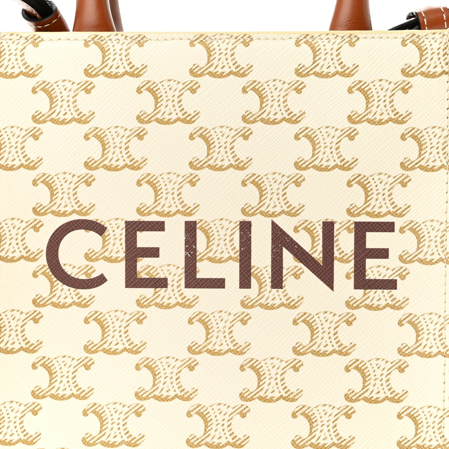 Triomphe Canvas Calfskin Mini Vertical Cabas White