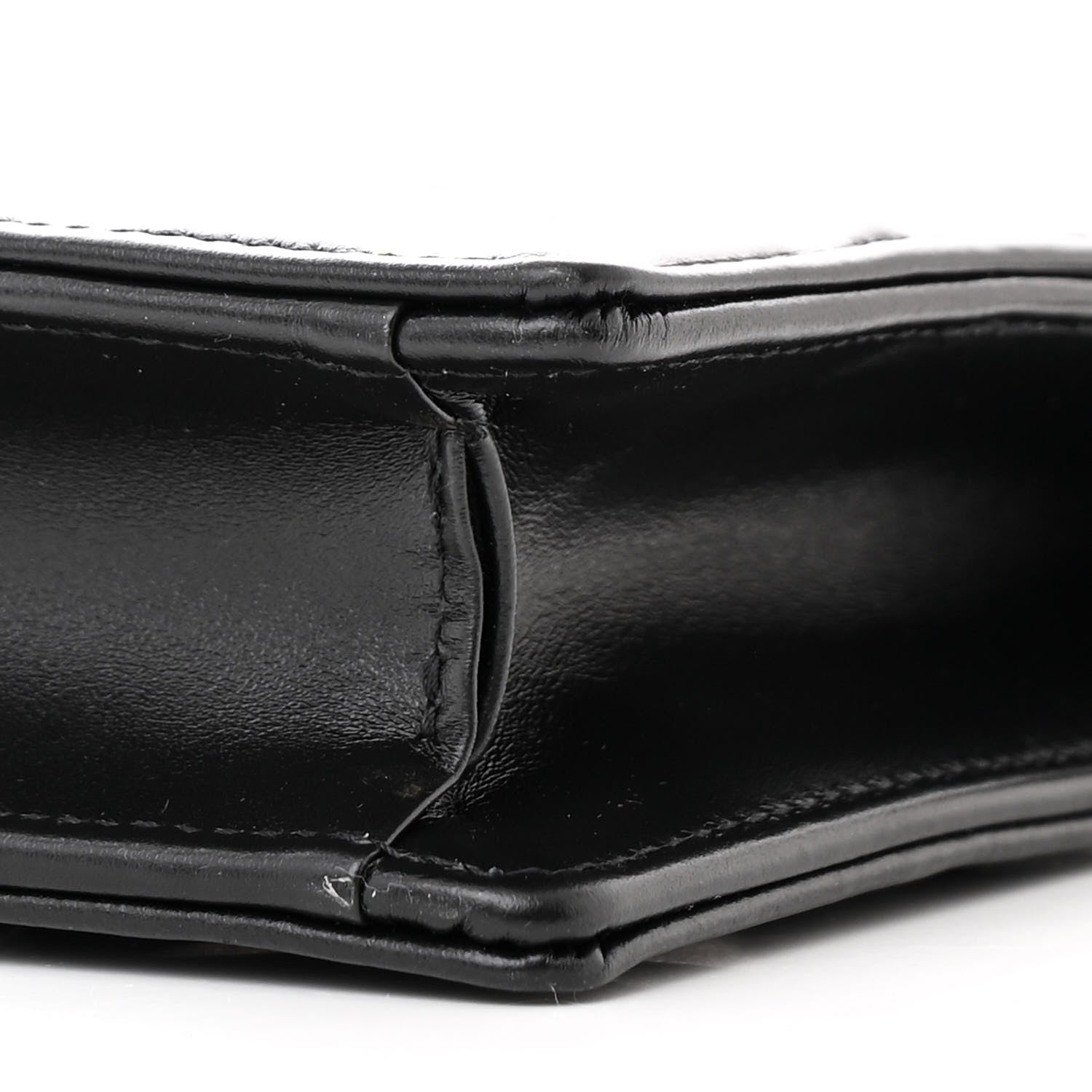 Christian Dior Calfskin Macrocannage Diamond Caro Zipped Pouch With Chain Black 11 of 11