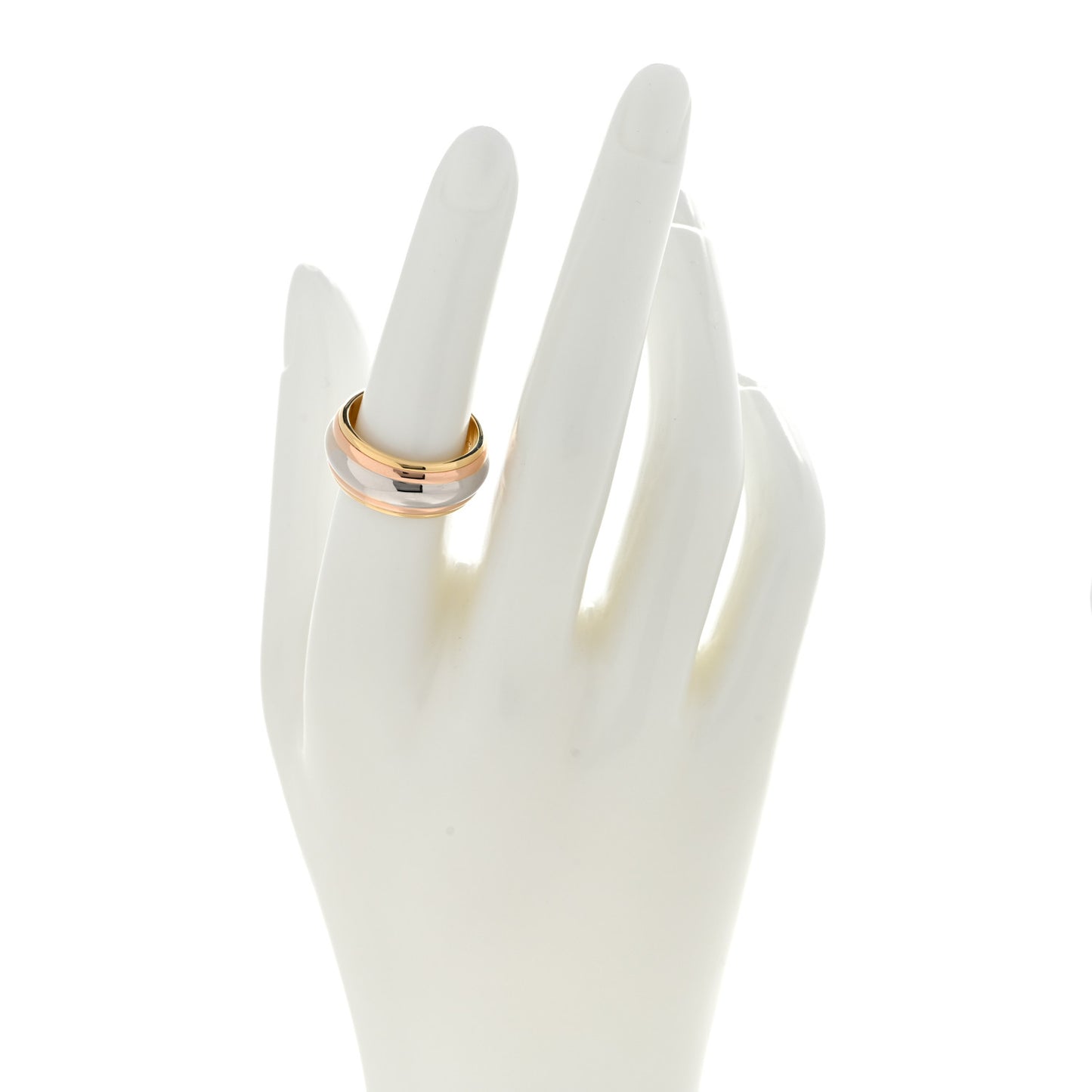 18K Pink Yellow White Gold Trinity Saturn Band Ring 54 6.75