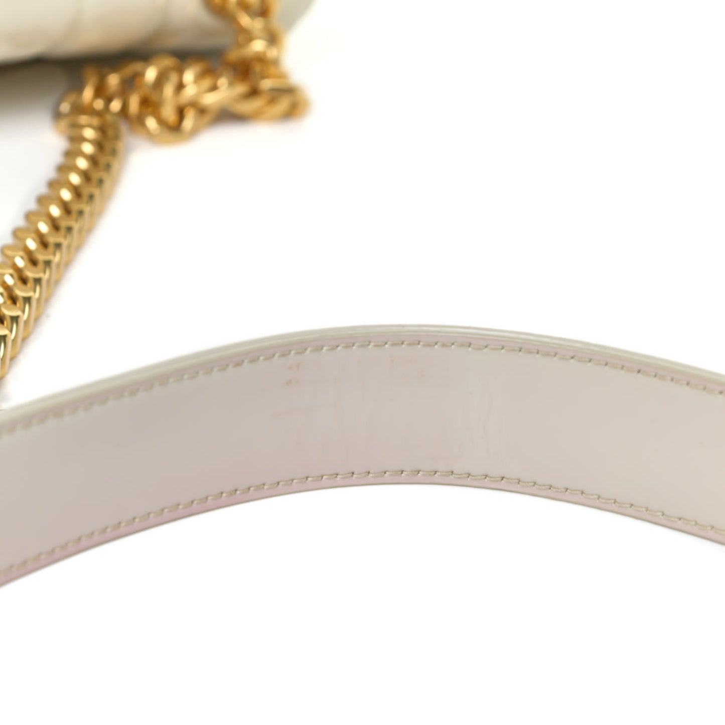 Patent Matelasse Monogram Large Vicky Chain Bag White