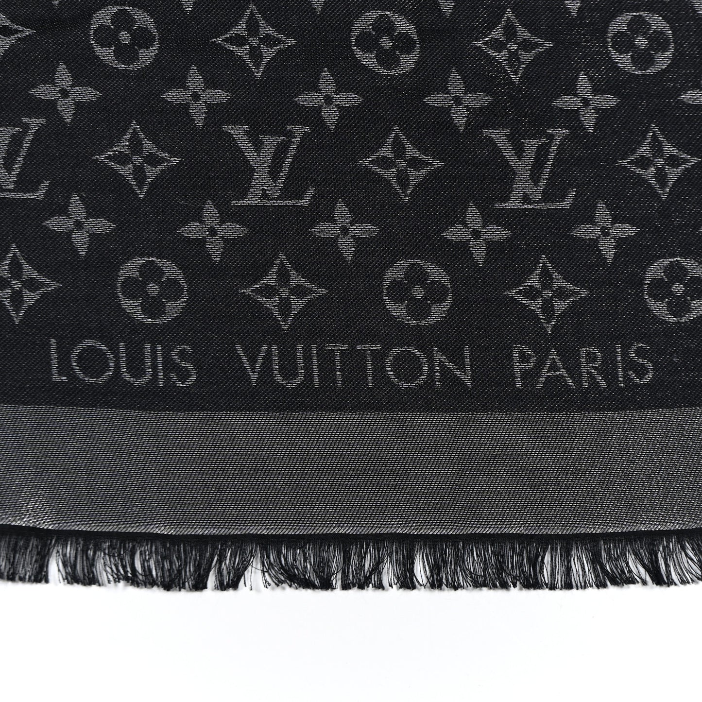 Silk Lurex Wool Monogram Shine Shawl Black