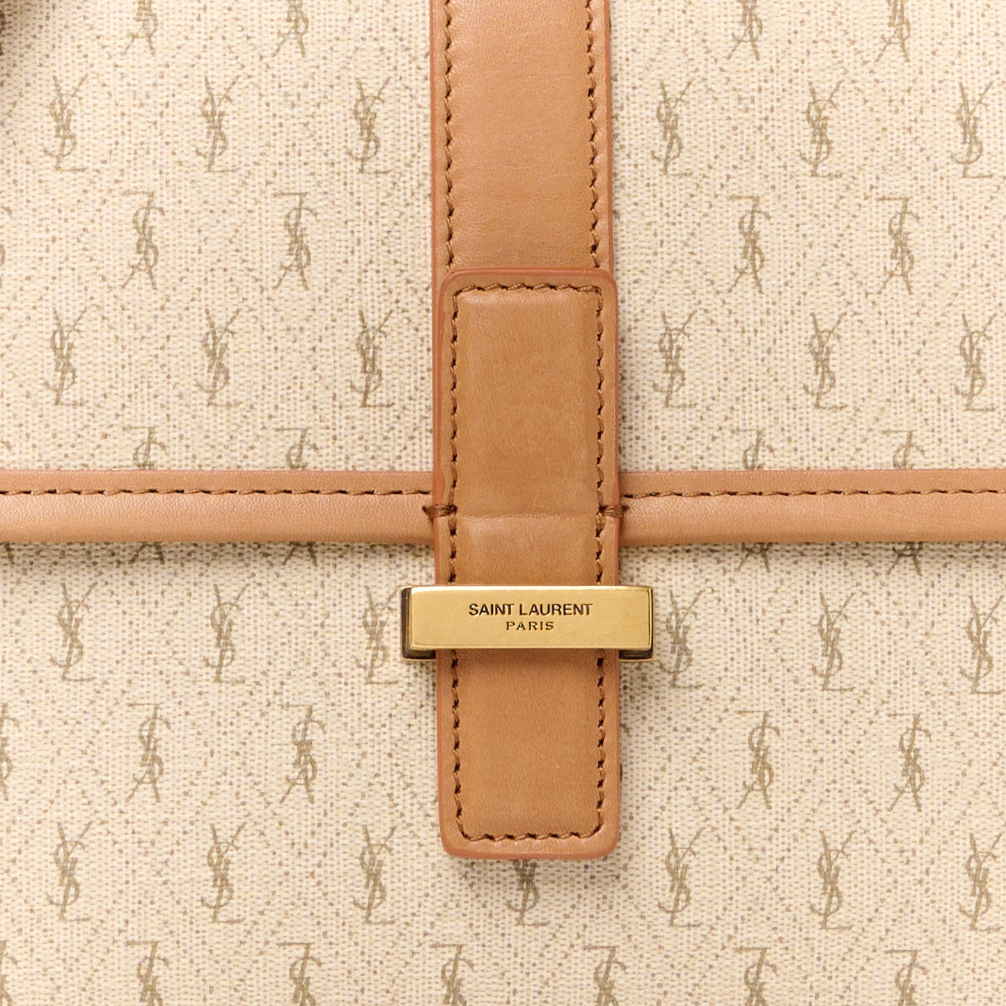 Canvas All-Over Monogram Small Le Monogramme Satchel Beige Kaki Brown Gold