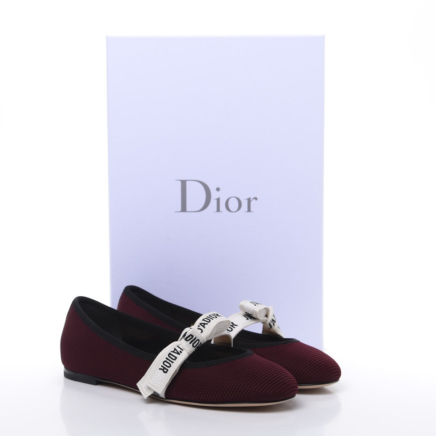 Fabric Ribbon Embroidered J'Adior Ballet Flats 35.5 Rouge Black