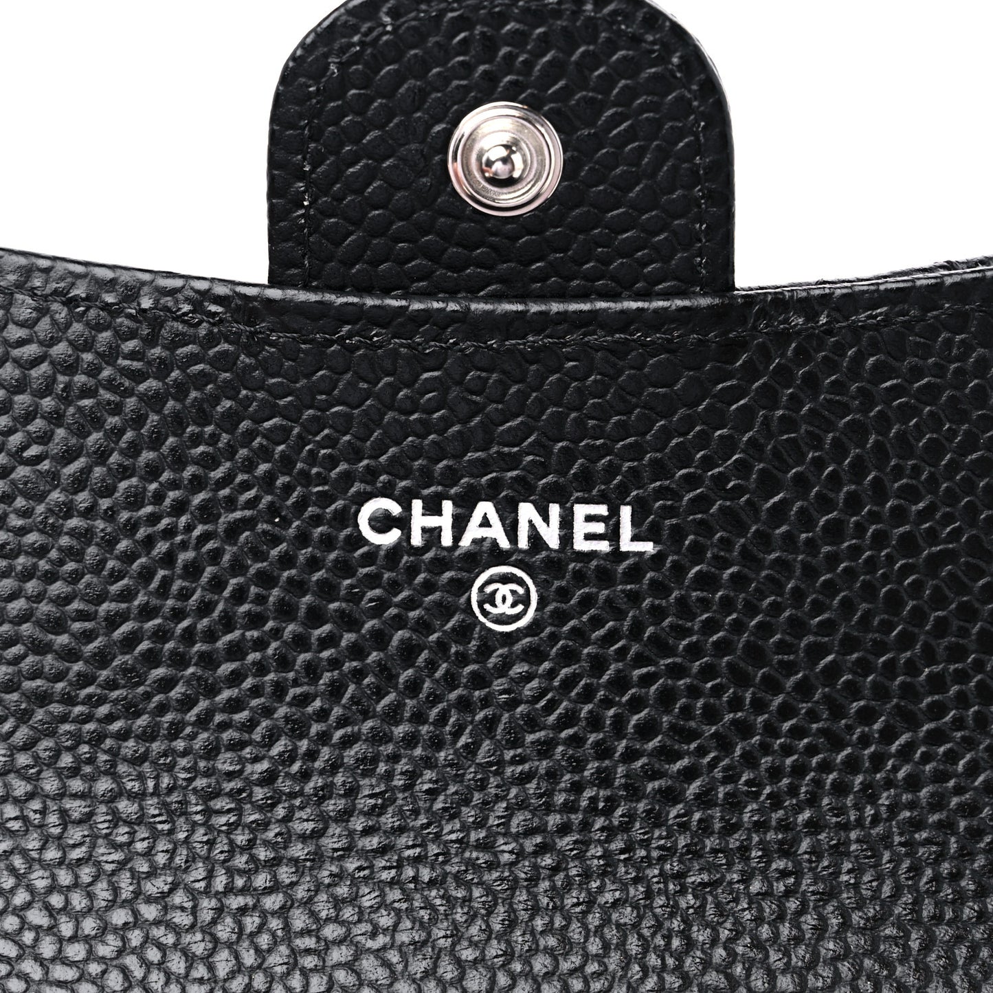 Caviar Quilted Flap Card Holder Wallet Black