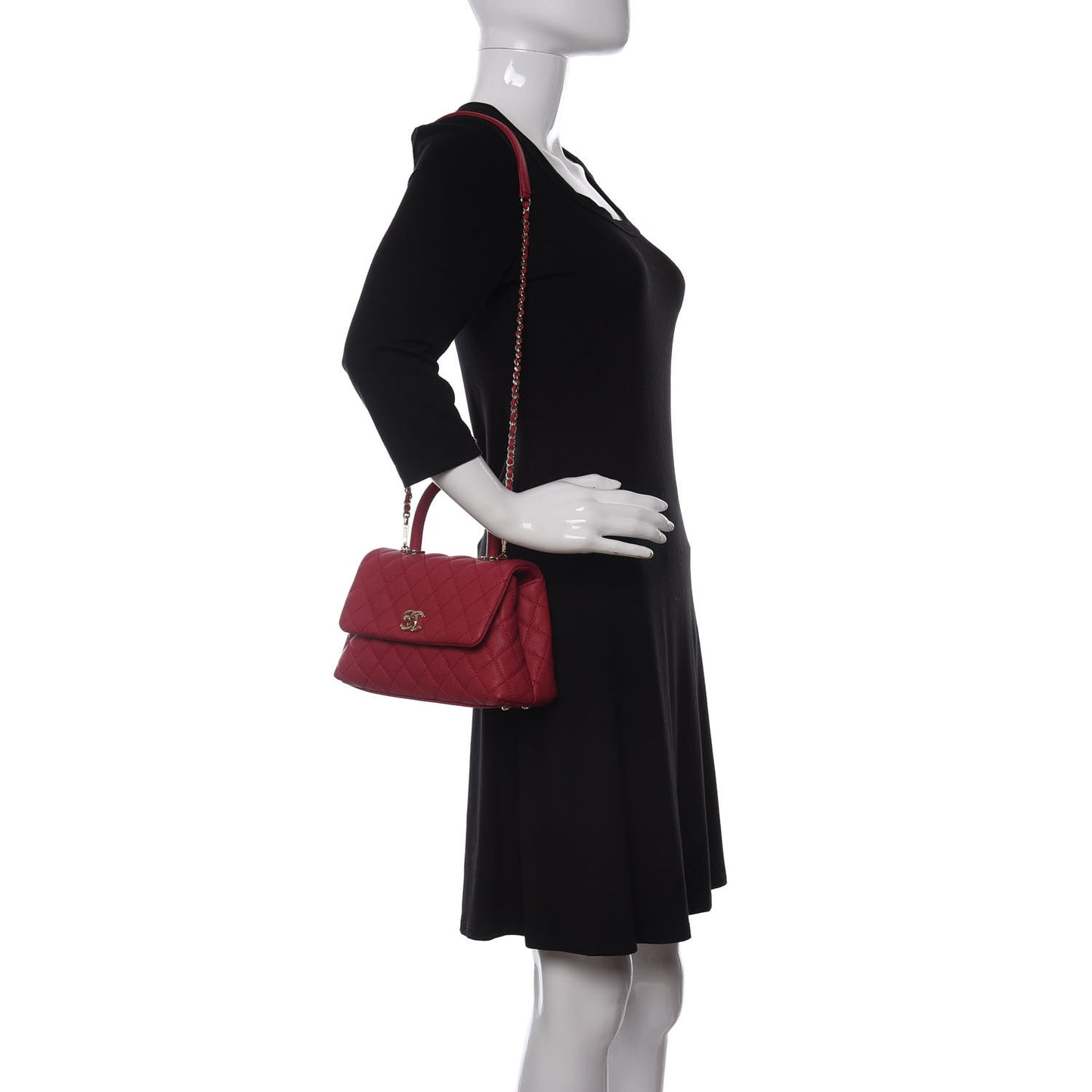 Caviar Quilted Mini Coco Handle Flap Fuchsia
