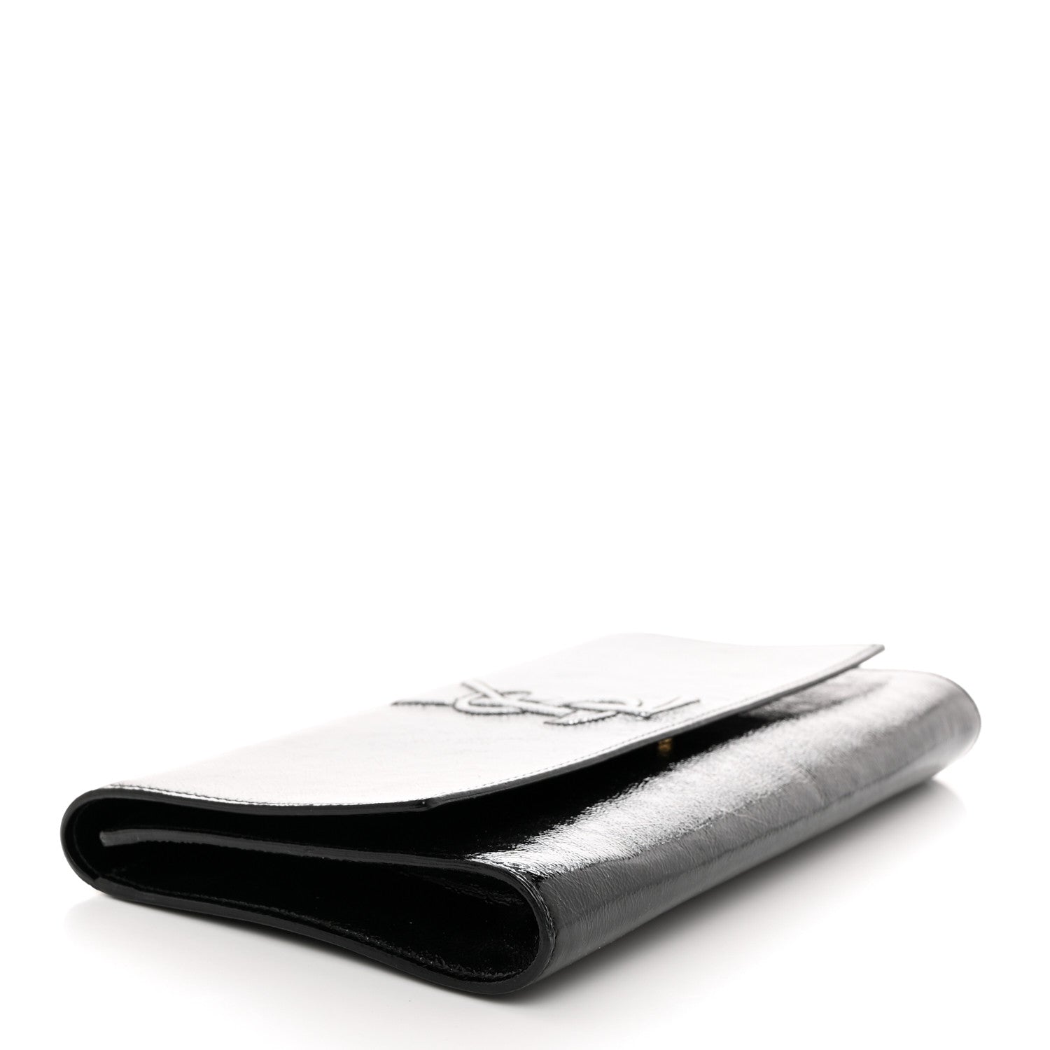 Saint Laurent Textured Patent Monogram Large Belle De Jour Clutch Black 4 of 7