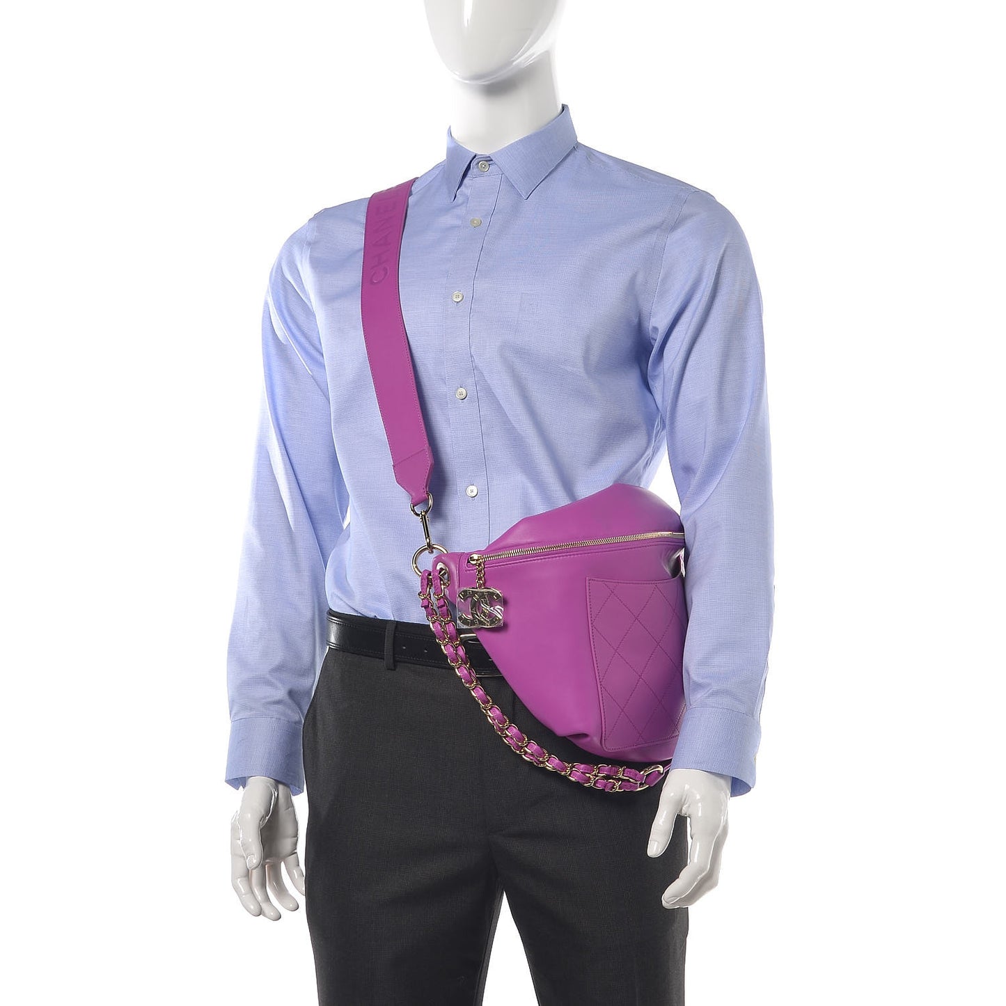 X PHARRELL WILLIAMS Lambskin Oversized Waist Belt Bag Fuchsia