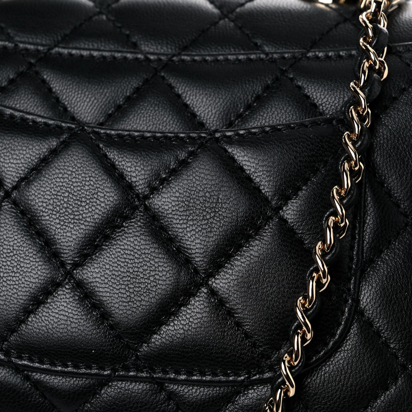 Goatskin Quilted Rainbow Extra Mini Coco Handle Flap Black