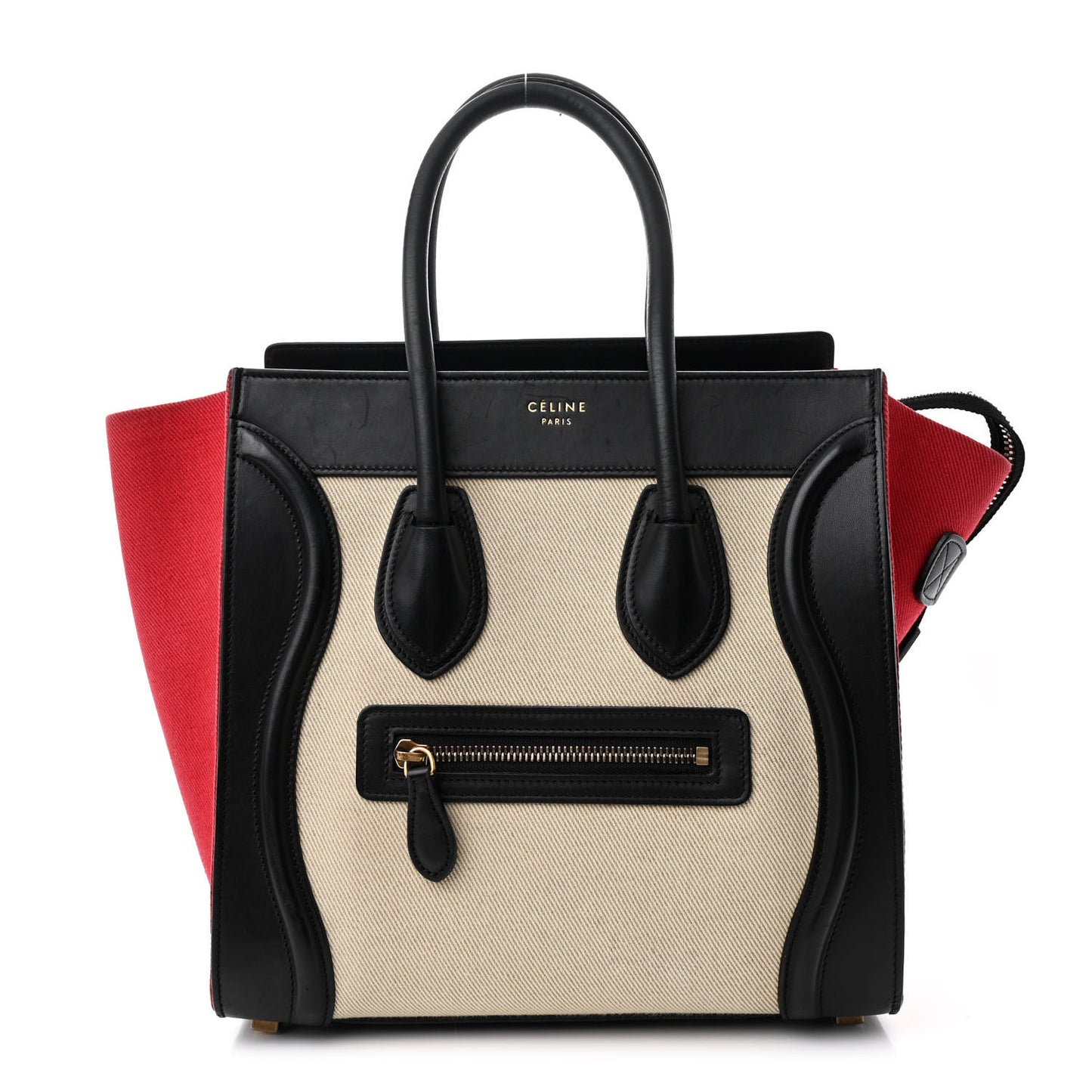 Canvas Smooth Calfskin Micro Tri-Color Luggage Carmin