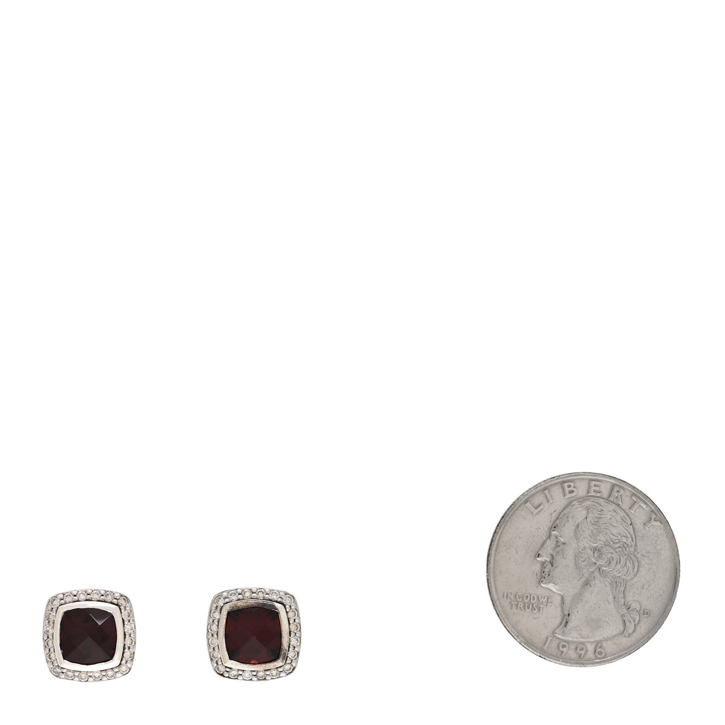 Sterling Silver Diamond Garnet 7mm Petite Albion Earrings