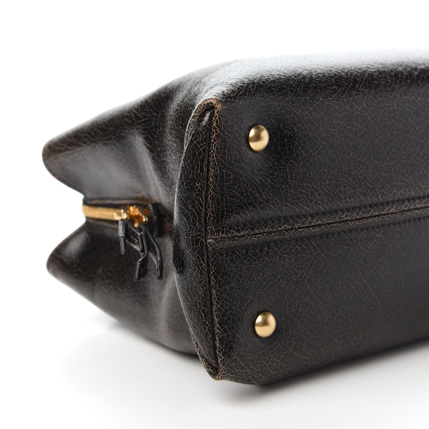 Calfskin Craquele Shopping Bag Ebano