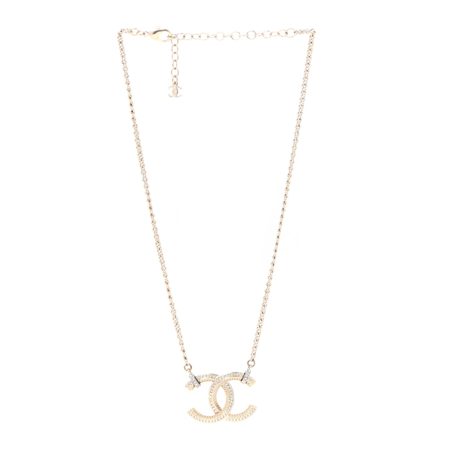 Crystal CC Pendant Necklace Gold