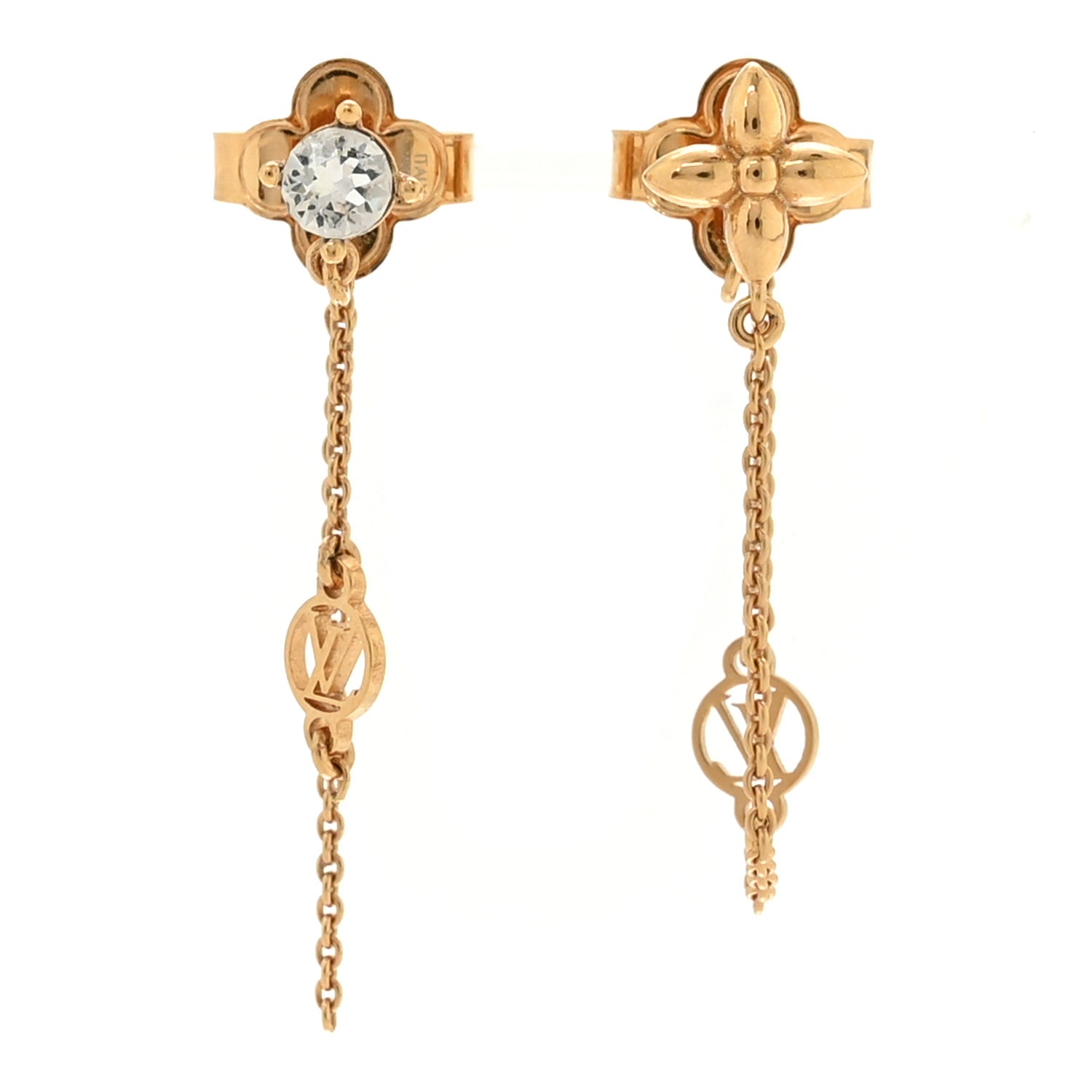 Louis Vuitton Metal Crystal Petit Louis Earrings Gold 1685274