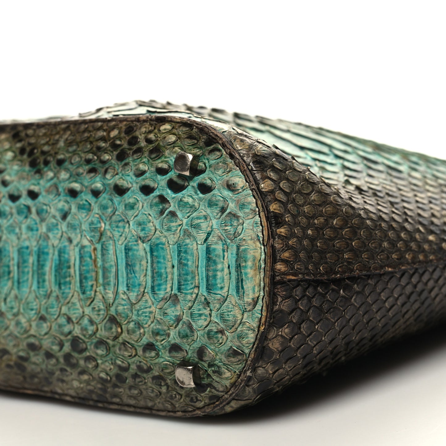 Snakeskin Degrade Gancio Top Handle Tote Blue Multicolor