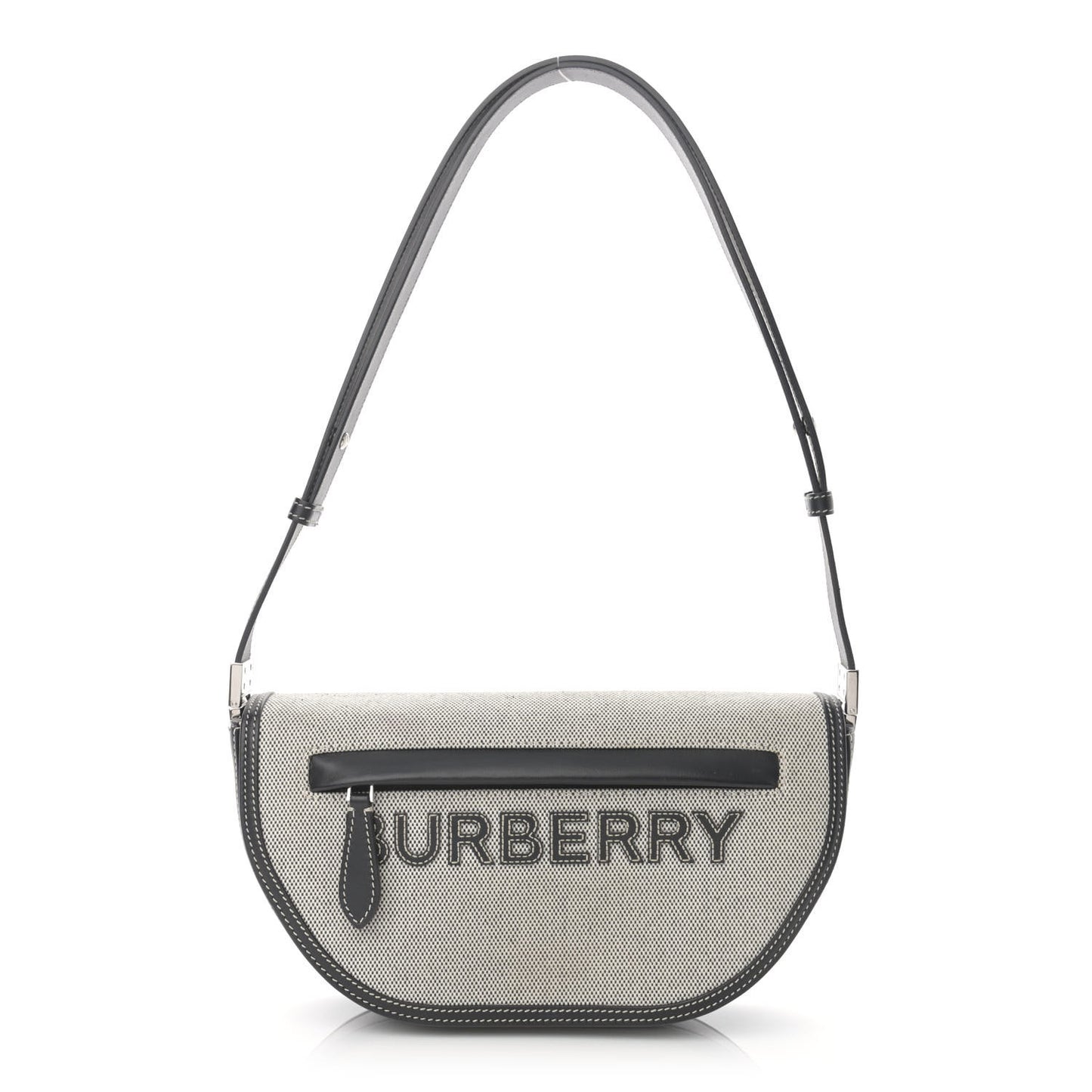 Canvas Horseferry Print Small Olympia Shoulder Bag Black