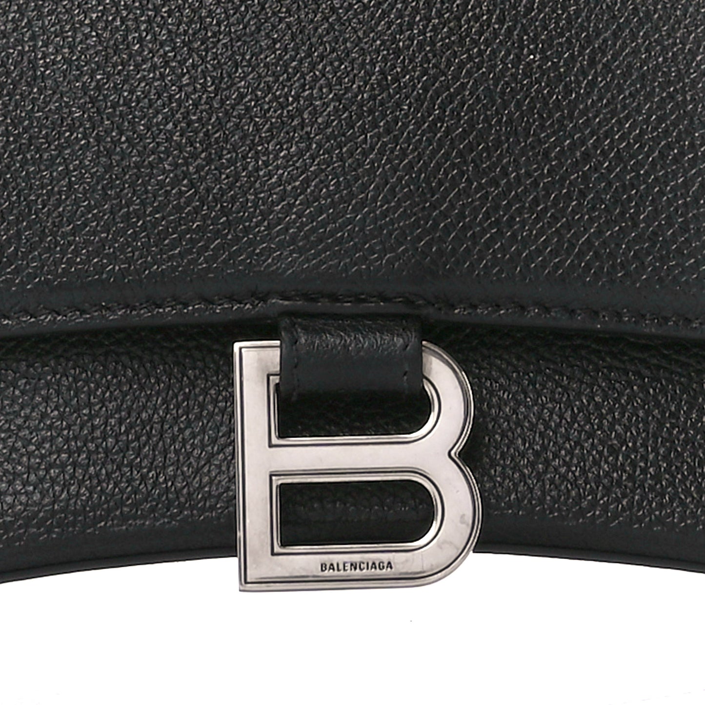 Grained Calfskin Small Hourglass Top Handle Bag Black