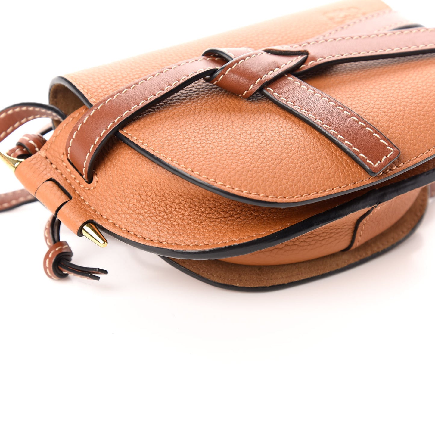 Grained Calfskin Mini Gate Crossbody Bag Caramel Pecan