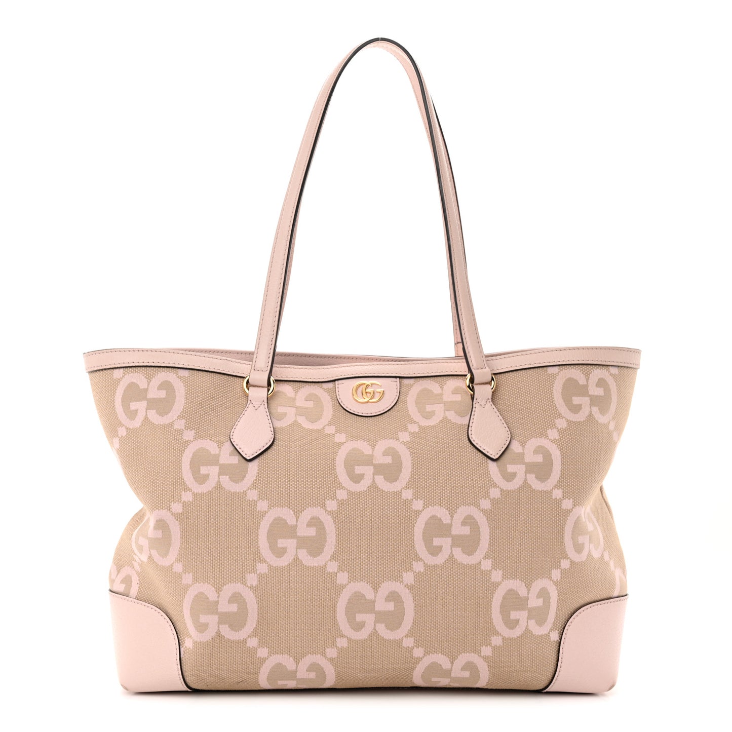Monogram Jumbo GG Textured Dollar Calfskin Medium Ophidia Shopping Tote Beige Perfect Pink