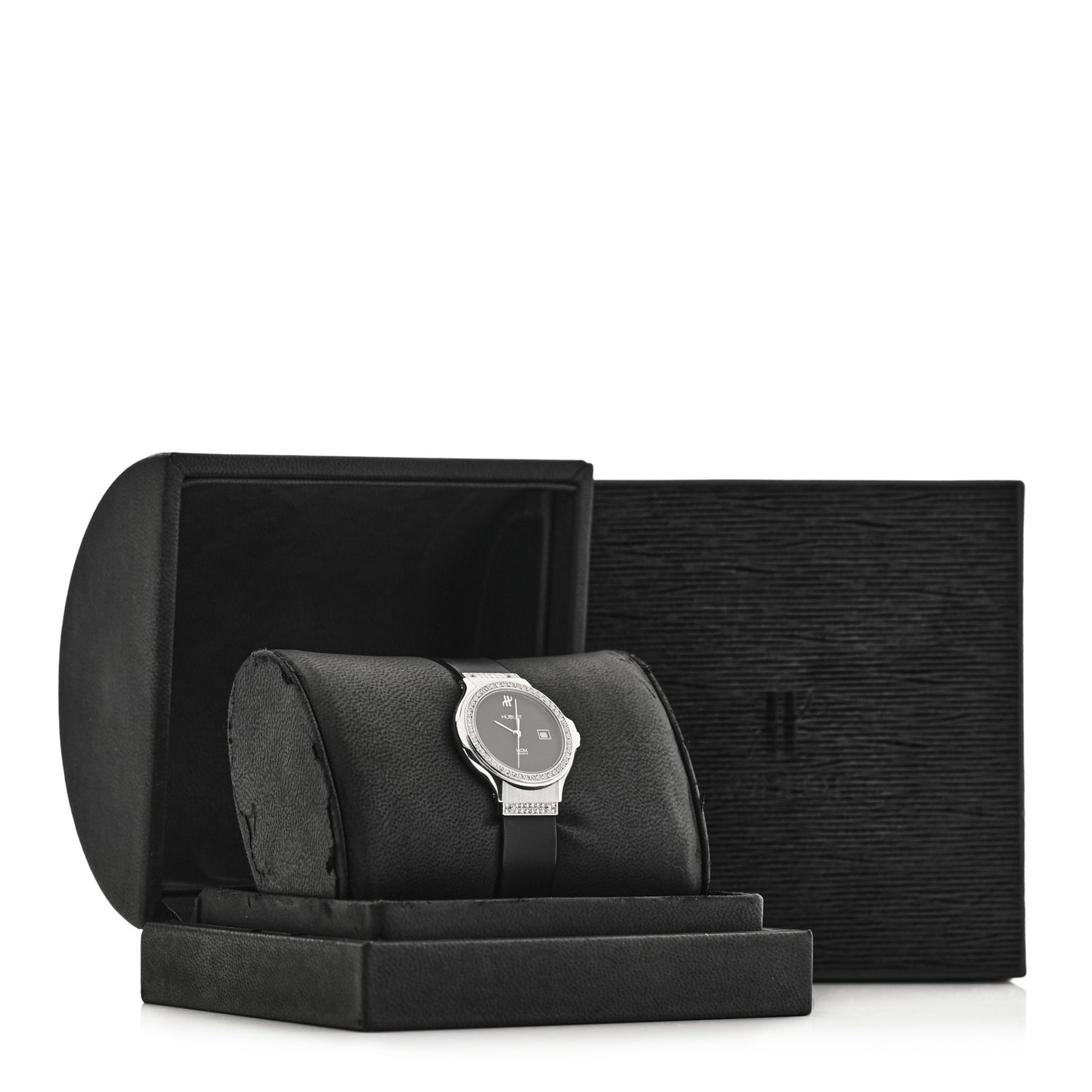Stainless Steel Rubber Diamond Bezel 32mm Classic MDM Quartz Watch Black 1401.5.054