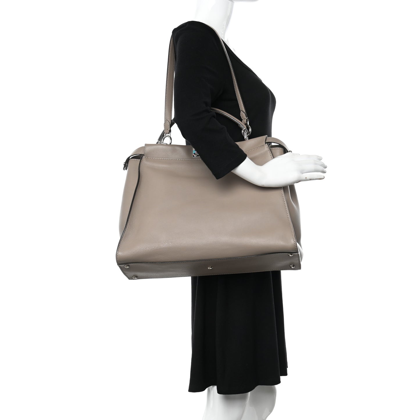 Vitello Seta Plexiglass Granite Large Peekaboo Iconic Satchel Tortora