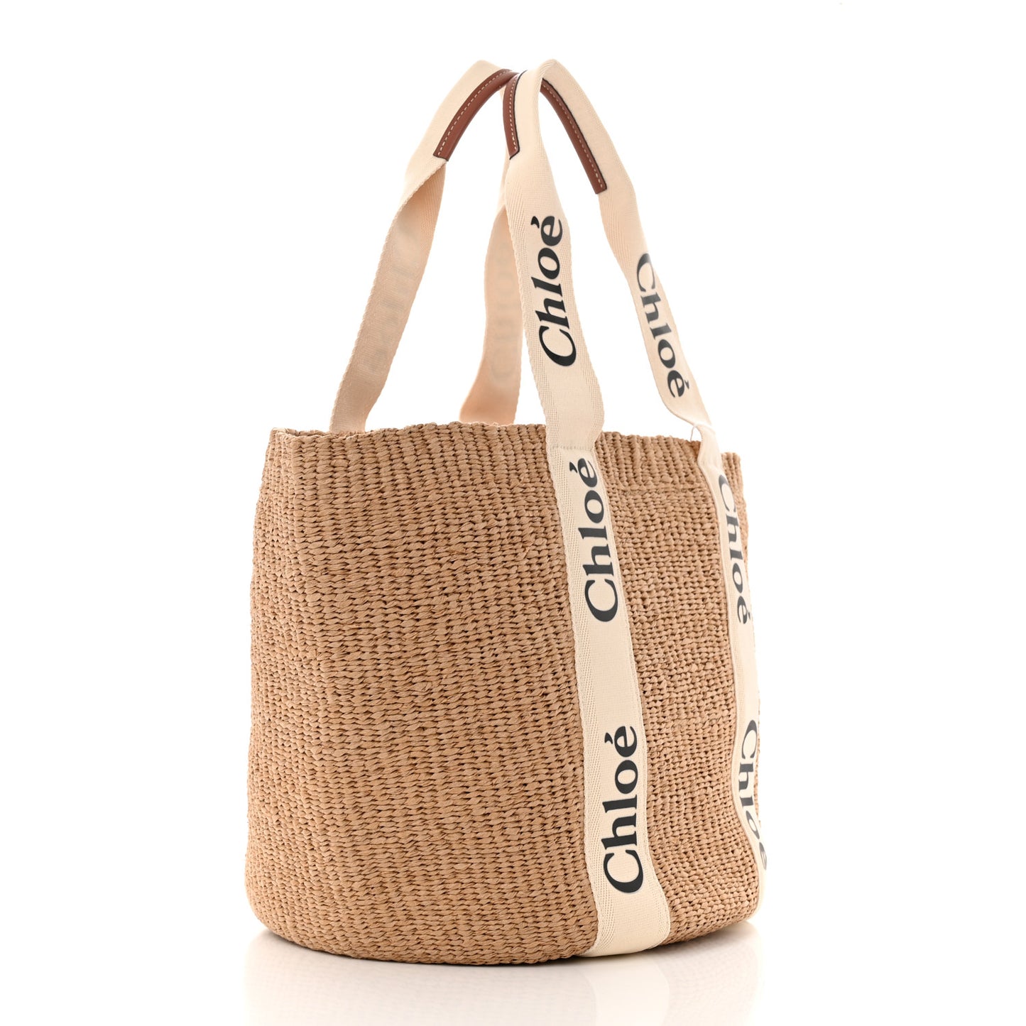 Raffia Large Woody Basket Bag White