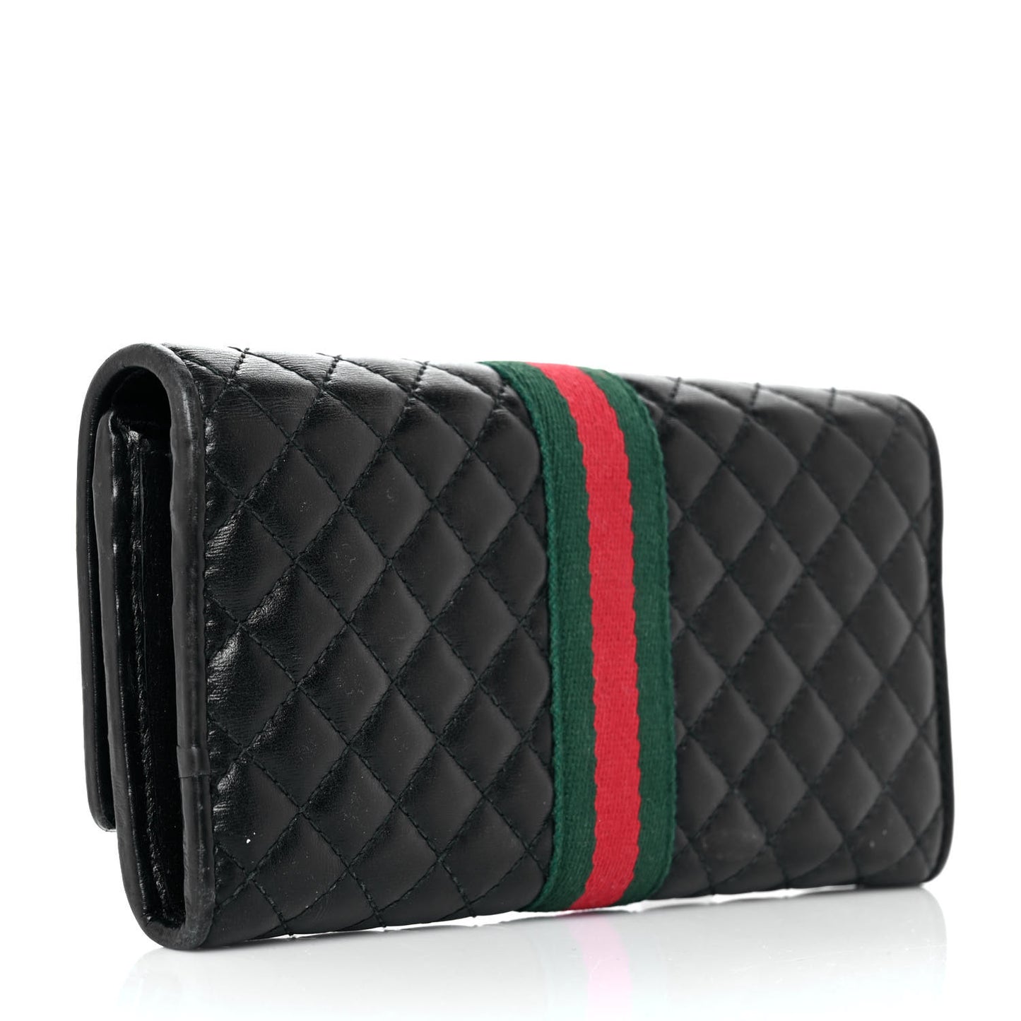 Calfskin Web Trapuntata GG Continental Wallet Black