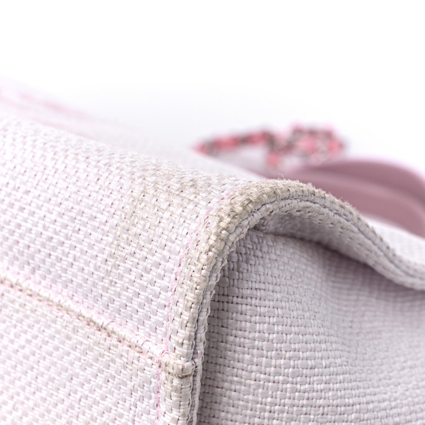Woven Straw Raffia Medium Deauville Tote Pink