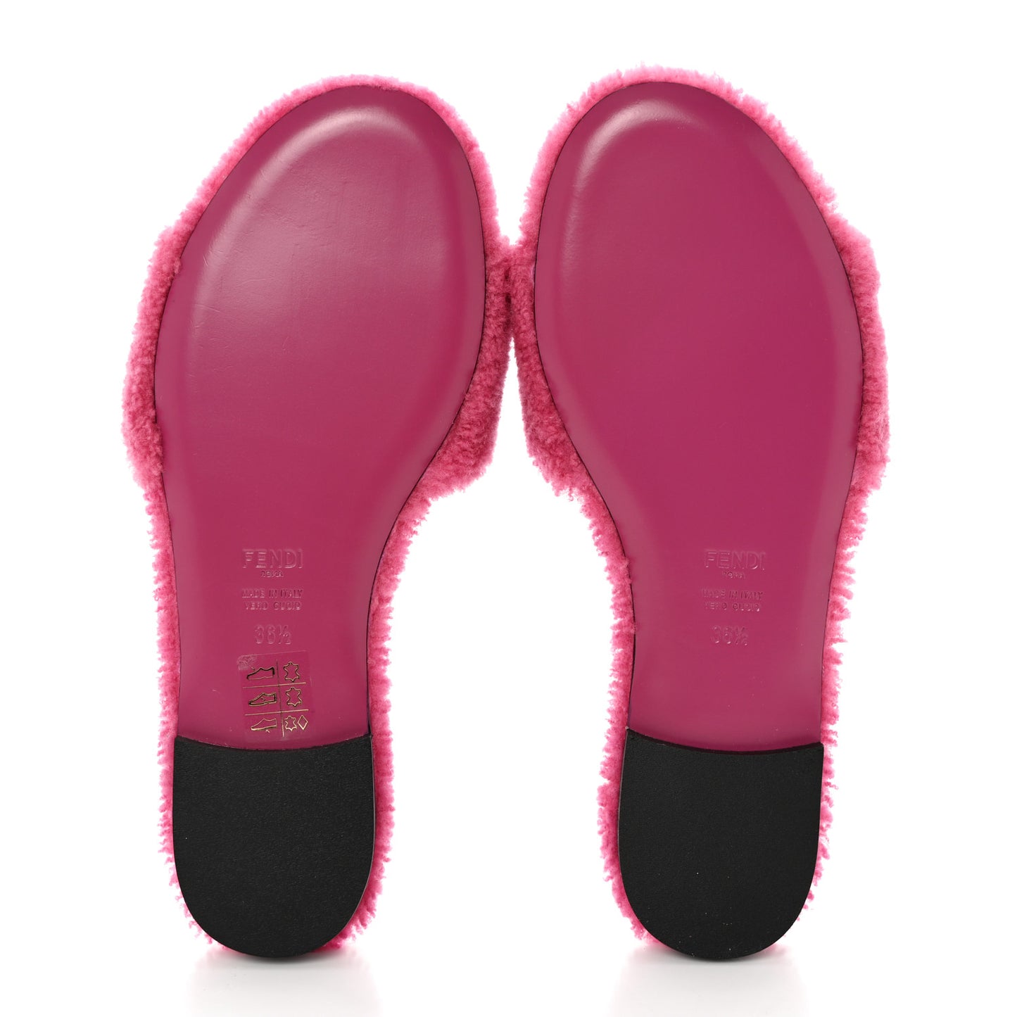 Shearling FF Baguette Slide Sandals 36.5 Pink