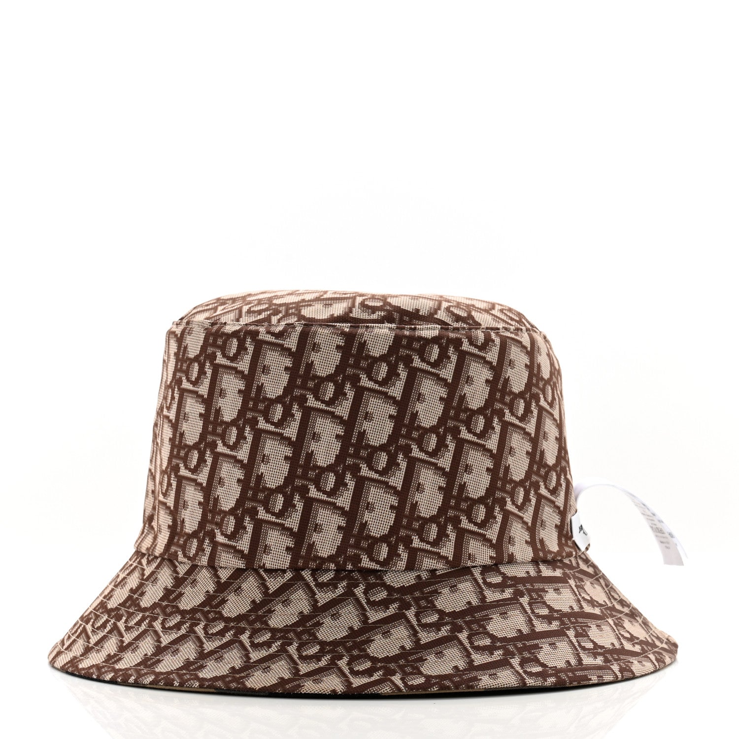 Christian Dior Polyester Cotton Gingham Oblique Reversible Bucket Hat 57 Beige 12 of 15