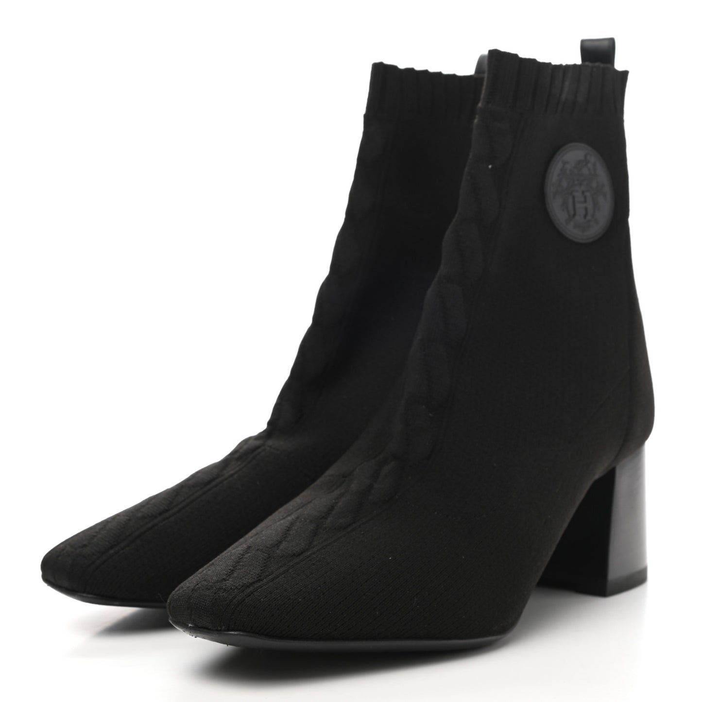 Knit Calfskin Volver Ankle Boots 40 Black