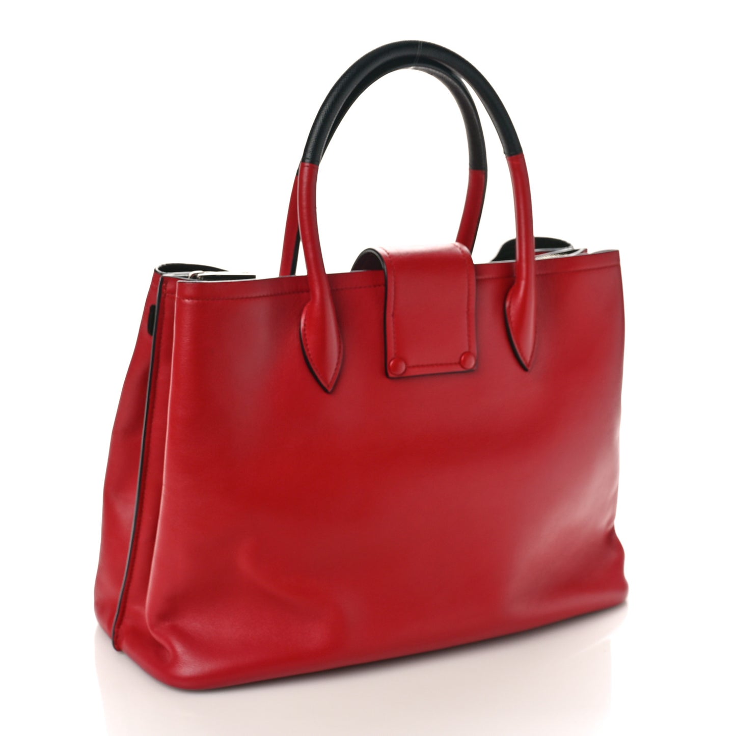 Soft Calfskin Ribbon Tote Rosso Black