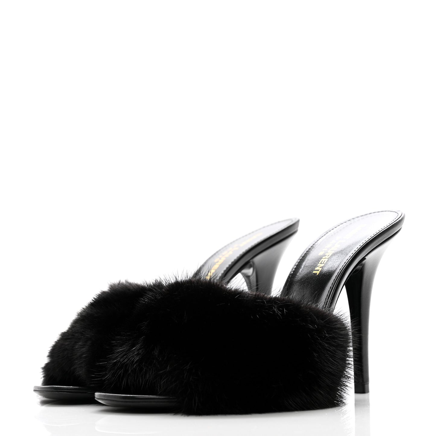 Mink Calfskin Roy Mule Sandals 39 Black