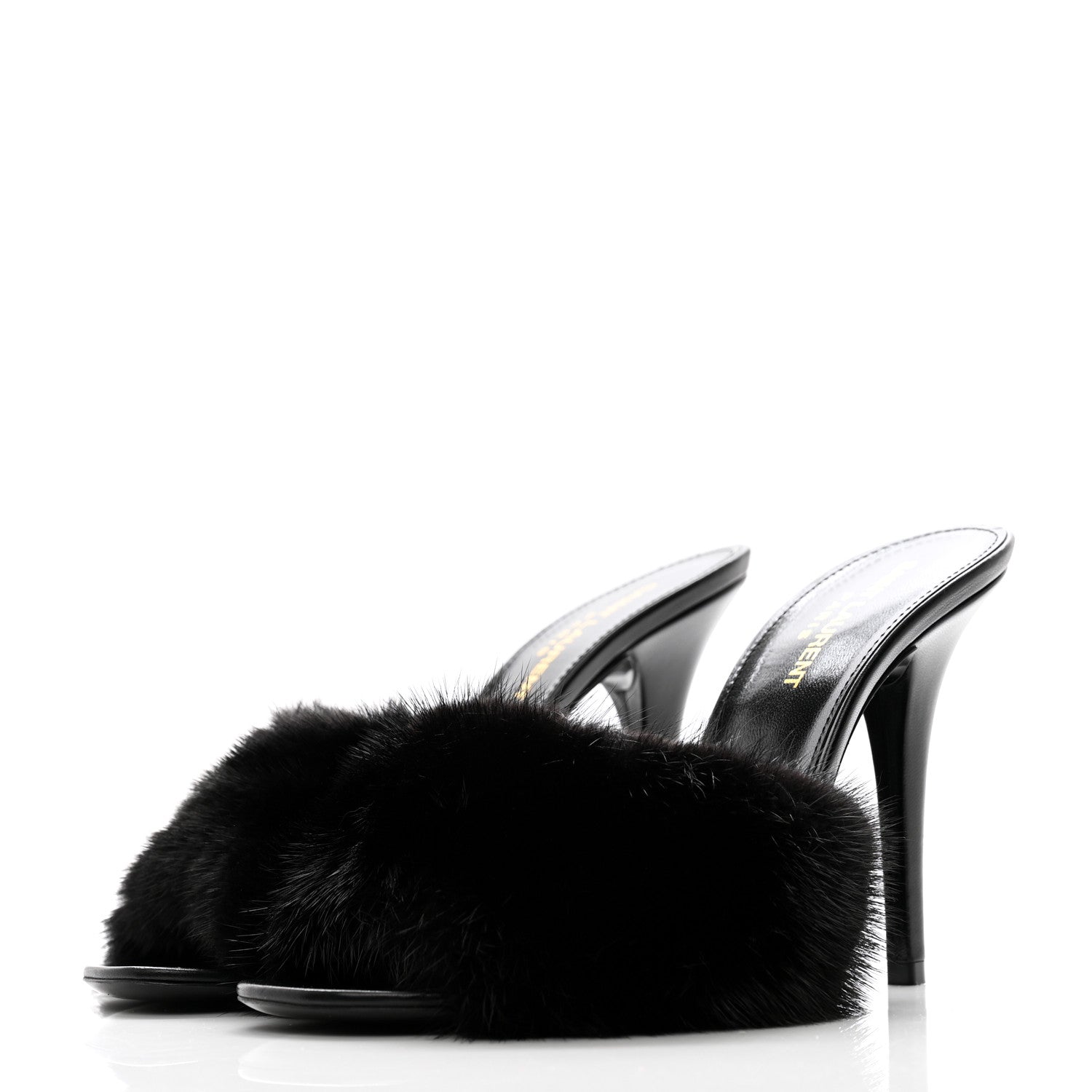 Saint Laurent Mink Calfskin Roy Mule Sandals 39 Black 5 of 19