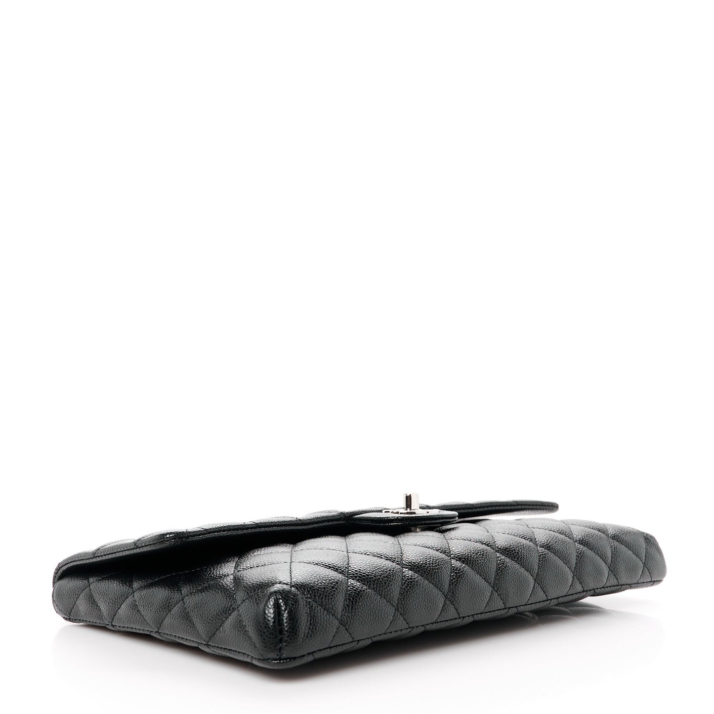 Caviar Quilted Flap Clutch Black