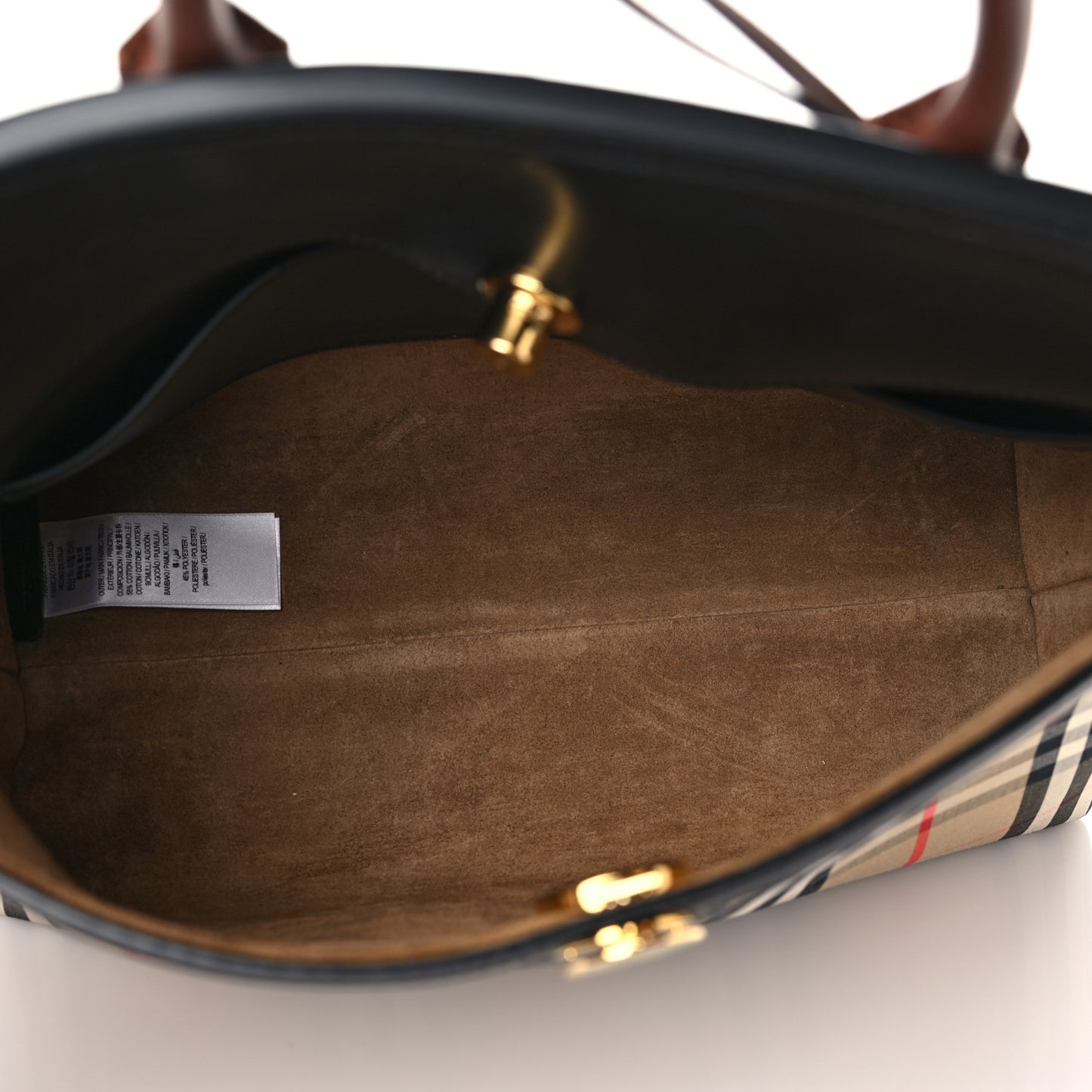 Calfskin Vintage Check Small Society Top Handle Bag Archive Beige Black