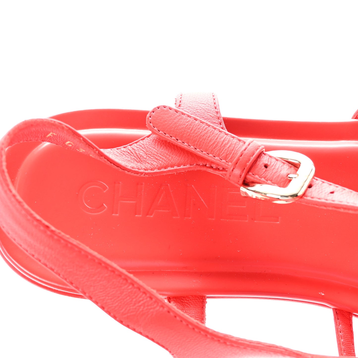Lambskin Pearl Crystal CC Thong Sandals 38.5 Red