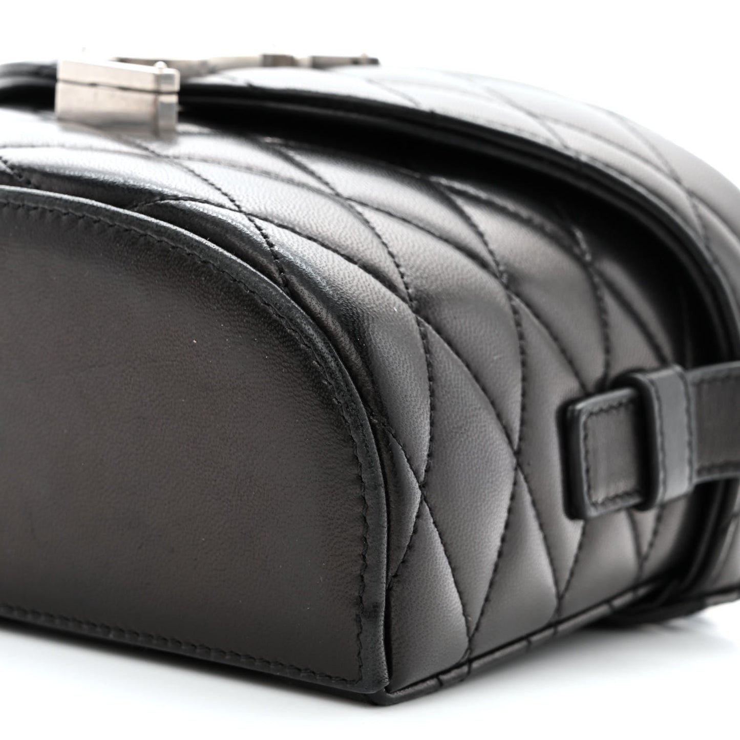 Lambskin Quilted Monogram June Box Bag Black
