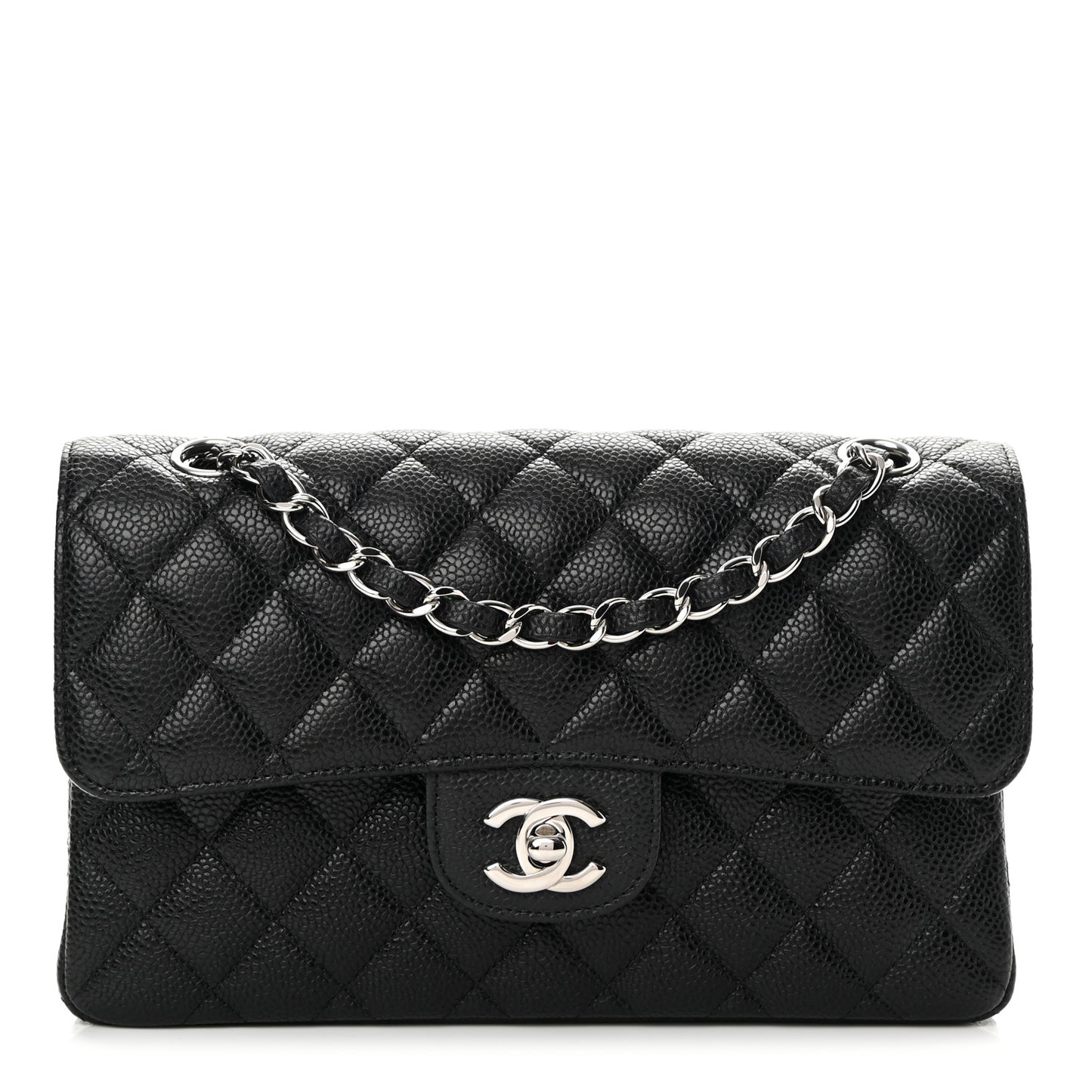 Caviar Quilted Small Double Flap Black